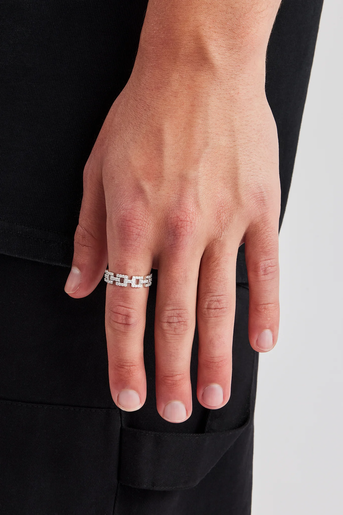 Iced CZ Connecting Link Ring - 6mm - Image 2