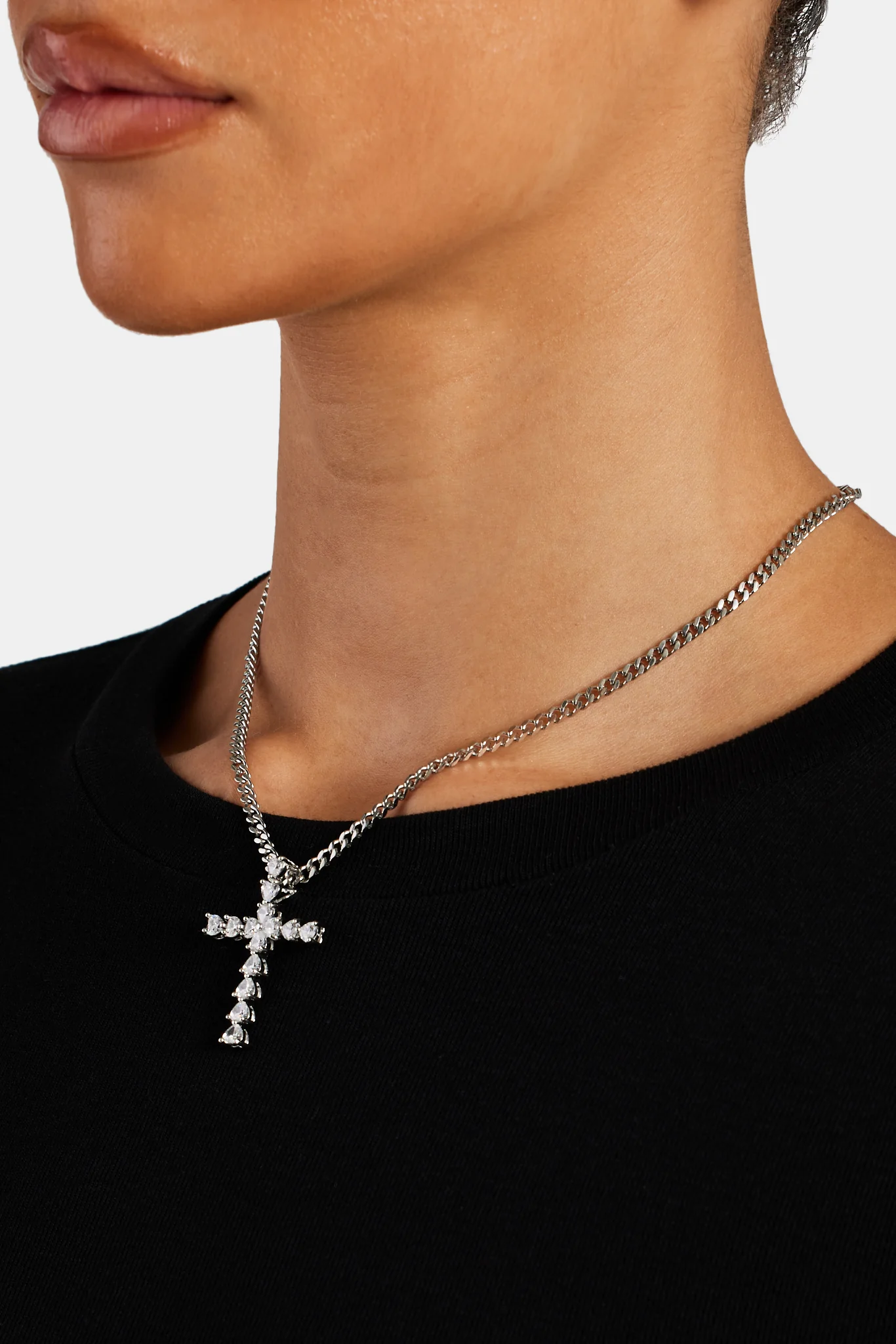 Iced CZ Cross Cuban Necklace - Image 3