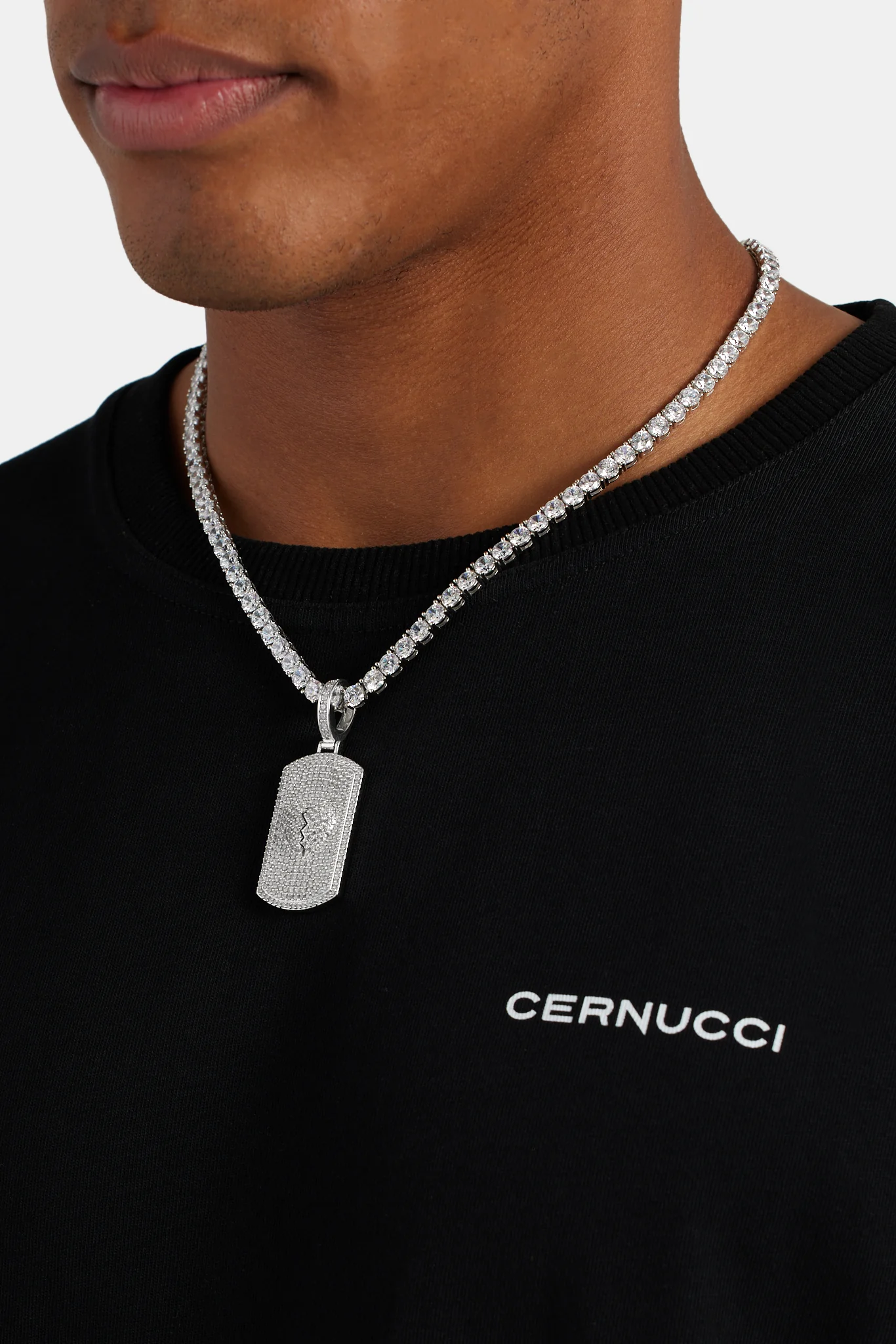 Iced CZ Debossed Heartbreak Dog Tag Pendant - Image 3