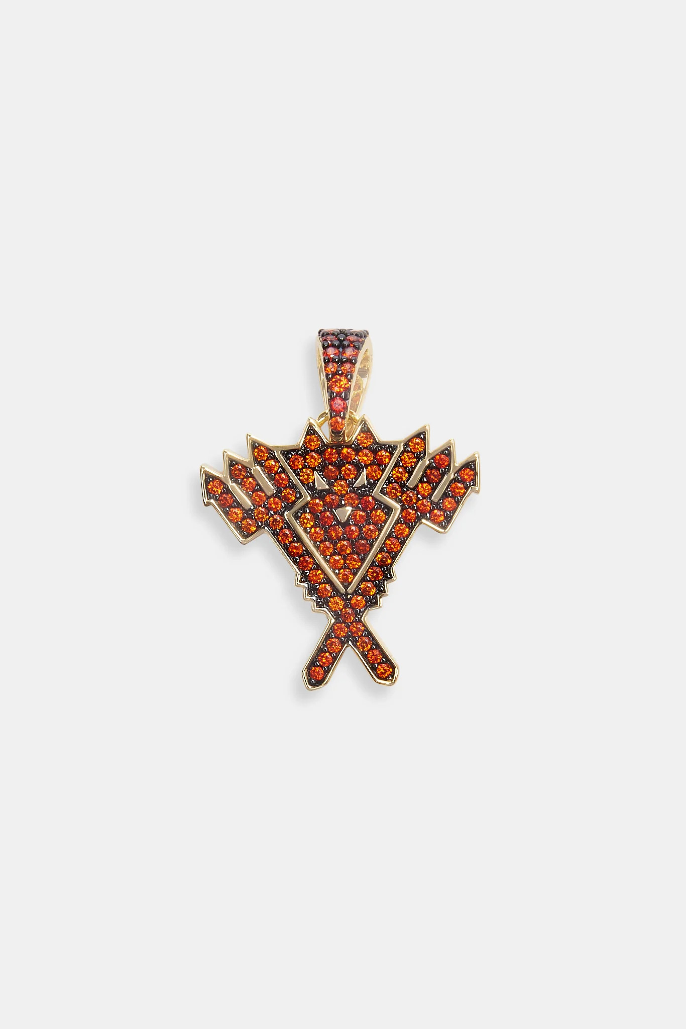 Iced CZ Devil Pendant - Gold - Image 2