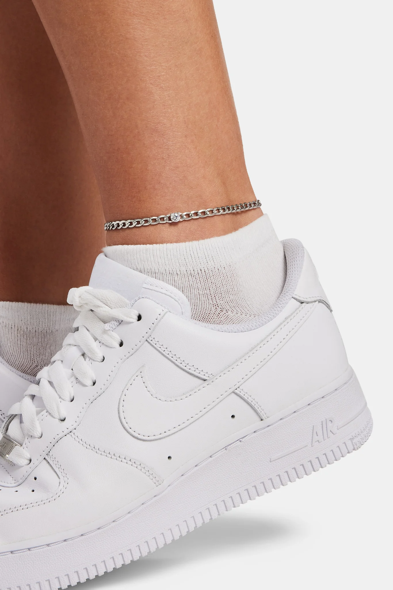 Iced CZ Gem Cuban Anklet - White - Image 2