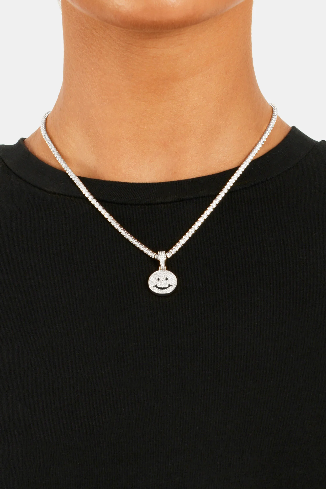 Iced CZ Happy Face Pendant - Image 3