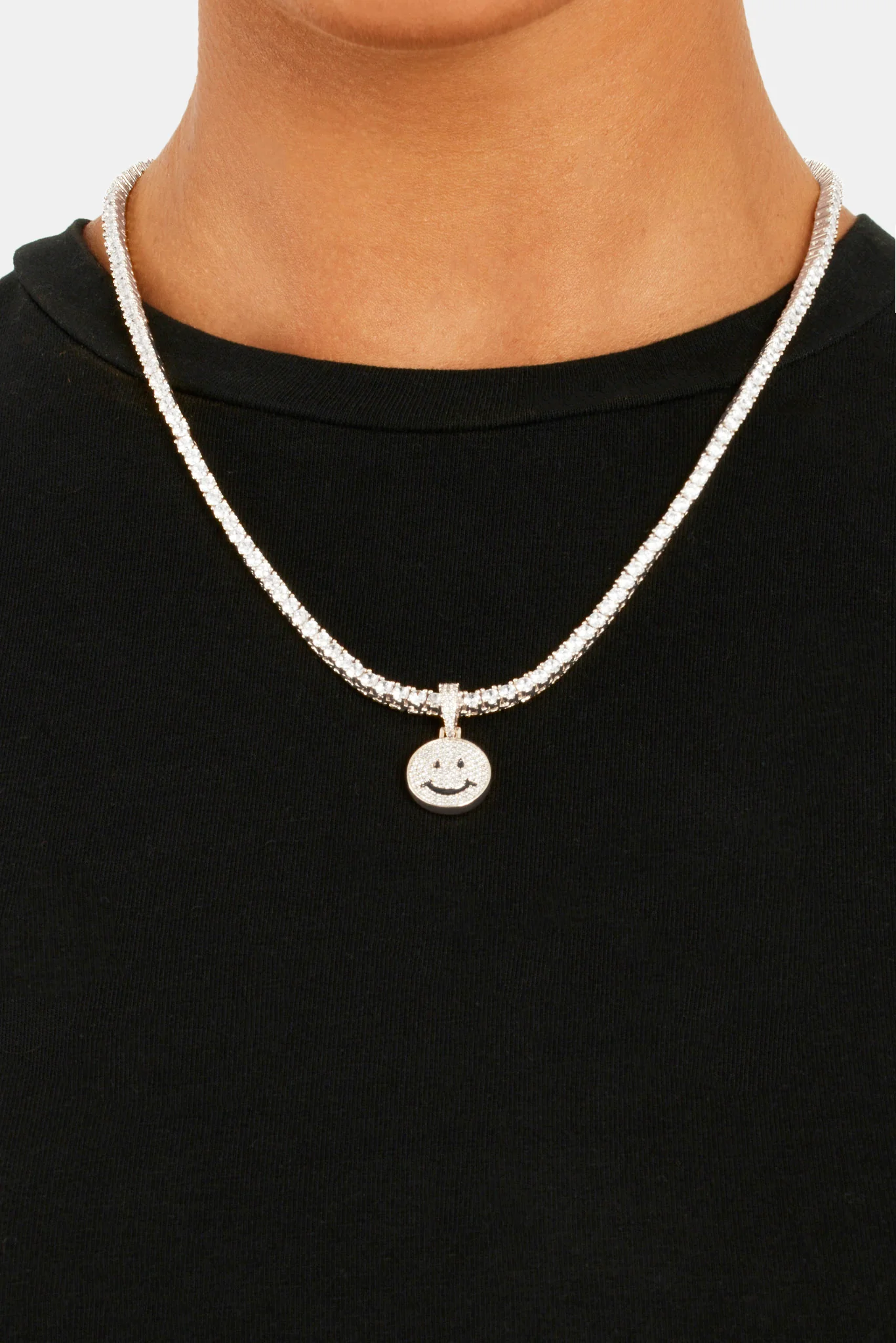 Iced CZ Happy Face Pendant - Image 4
