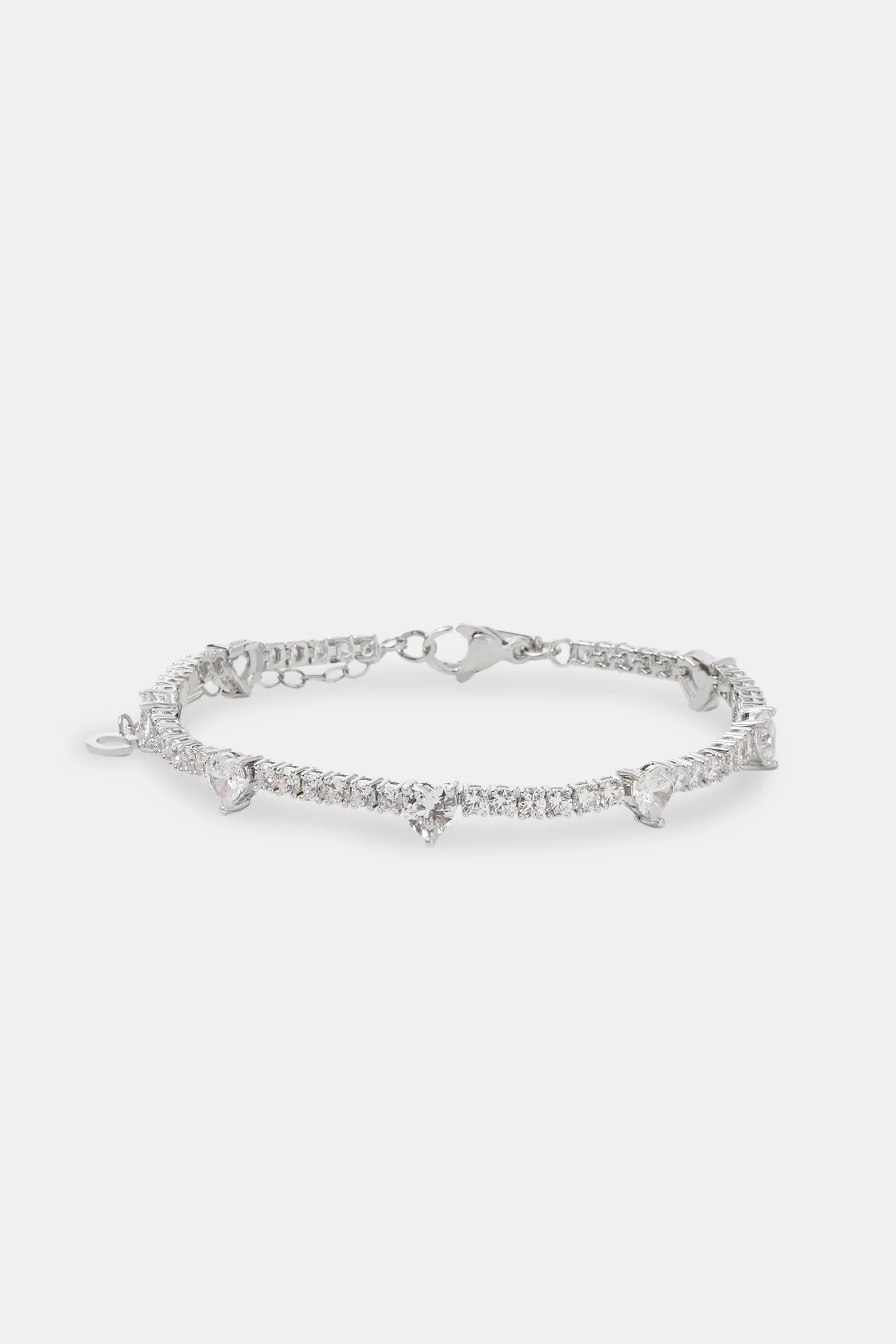 Iced CZ Heart Tennis Anklet - 3mm - Image 2