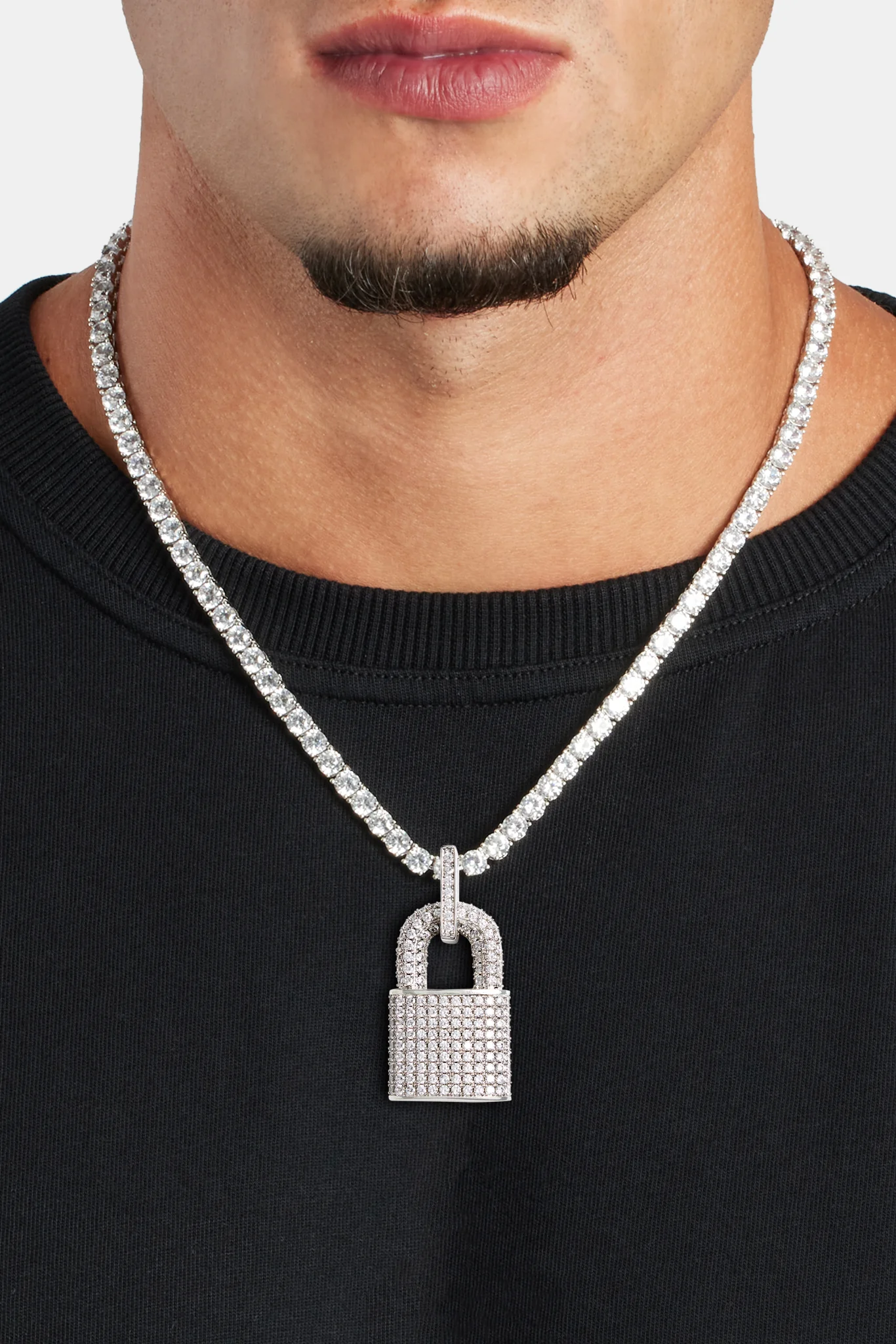 Iced CZ Padlock Pendant - Image 7