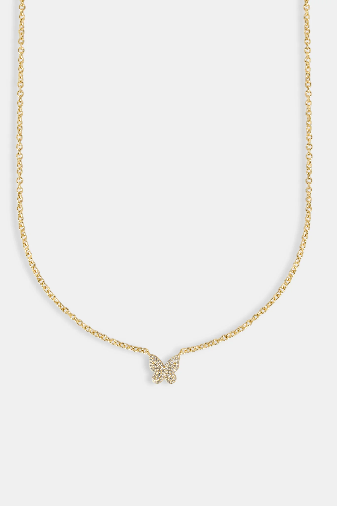 Iced CZ Pave Butterfly Necklace - 10mm - Image 2
