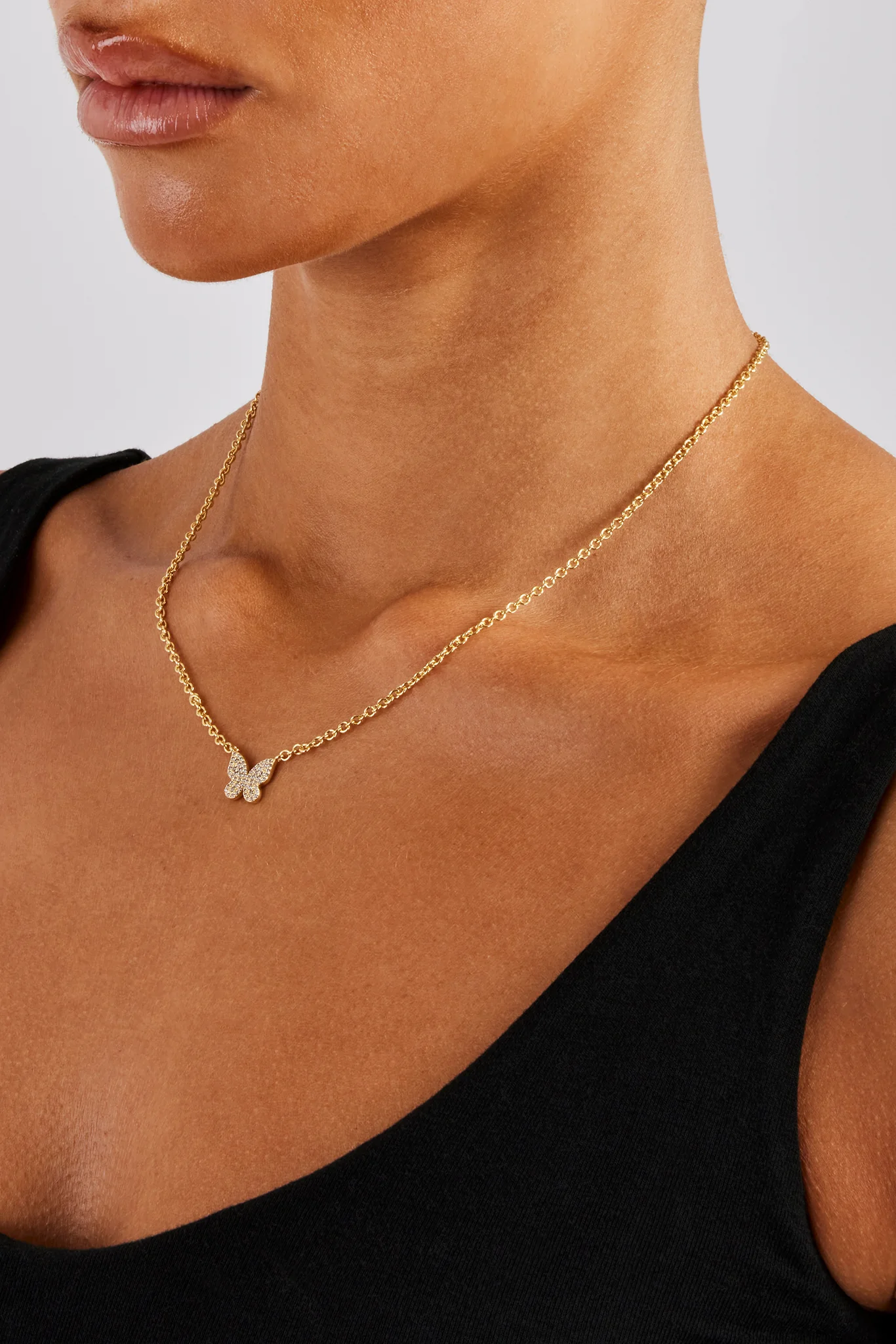 Iced CZ Pave Butterfly Necklace - 10mm - Image 3
