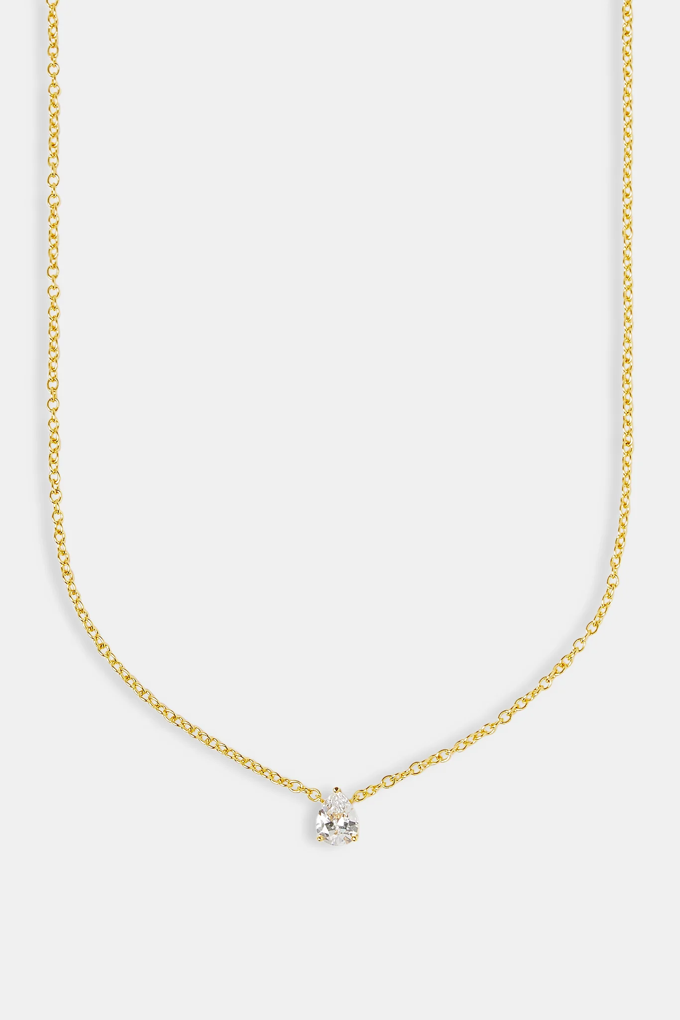 Iced CZ Pear Stone Necklace - 10mm - Gold - Image 2