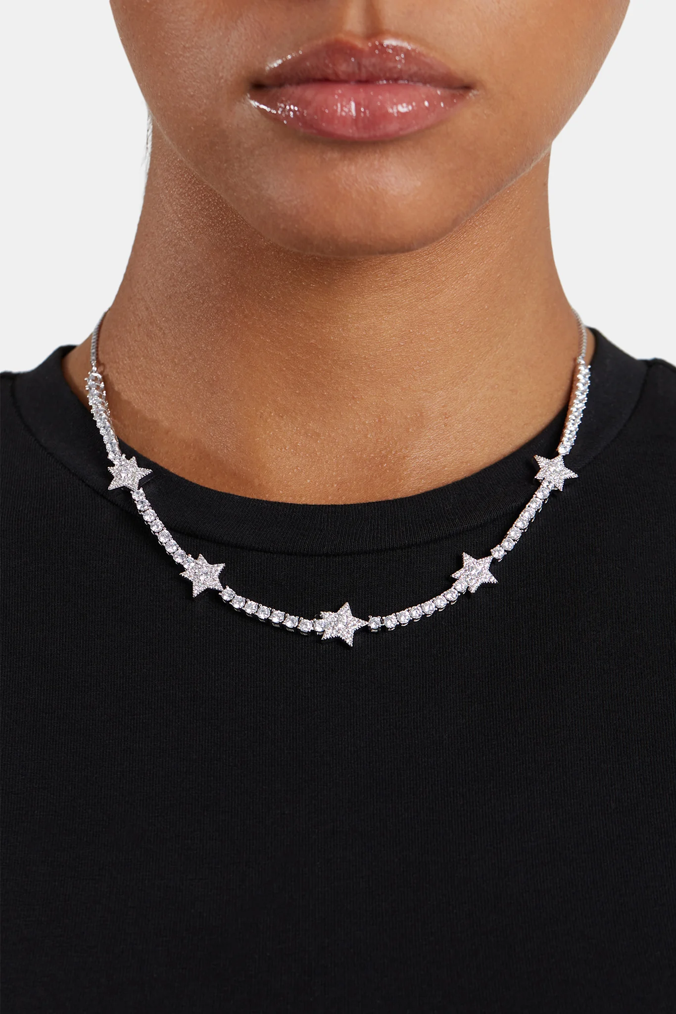 Iced CZ Star Toggle 3mm Tennis Necklace - Image 2