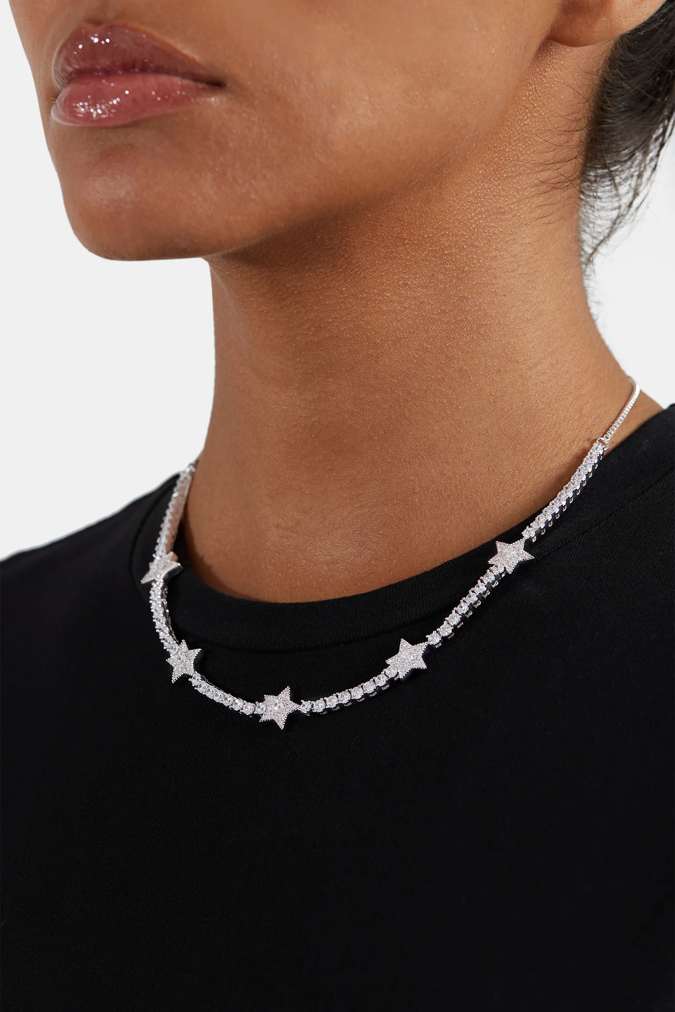 Iced CZ Star Toggle 3mm Tennis Necklace - Image 4
