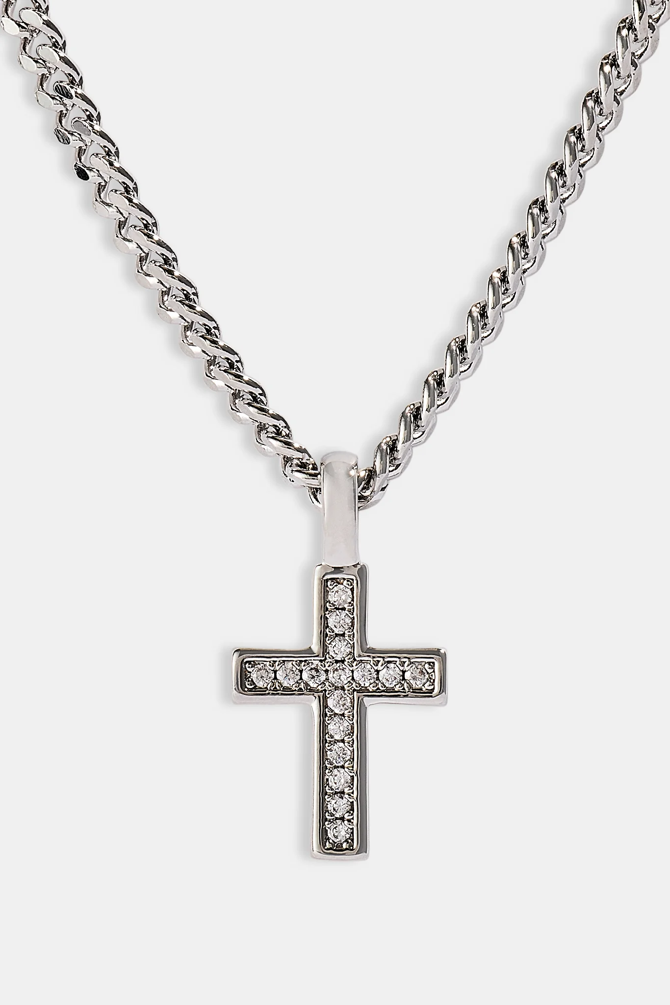 Iced Drop Cross Cuban Chain - 3mm - White - Image 4