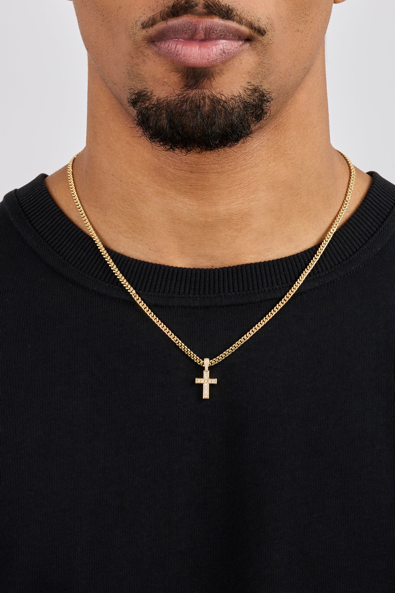 Iced Drop Cross Cuban Chain - 5mm - Gold - Image 2