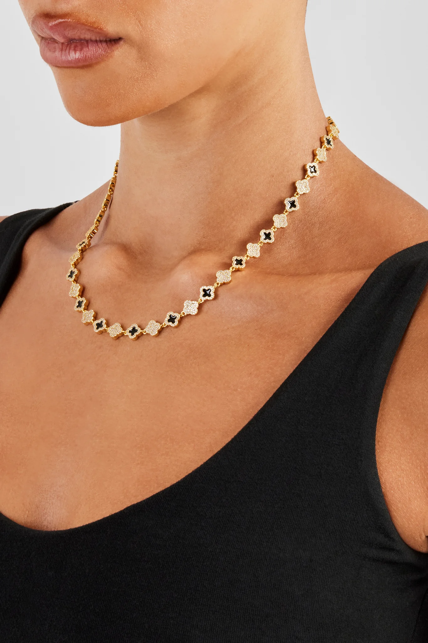 Iced & Black Enamel Motif Chain - 8mm - Image 3