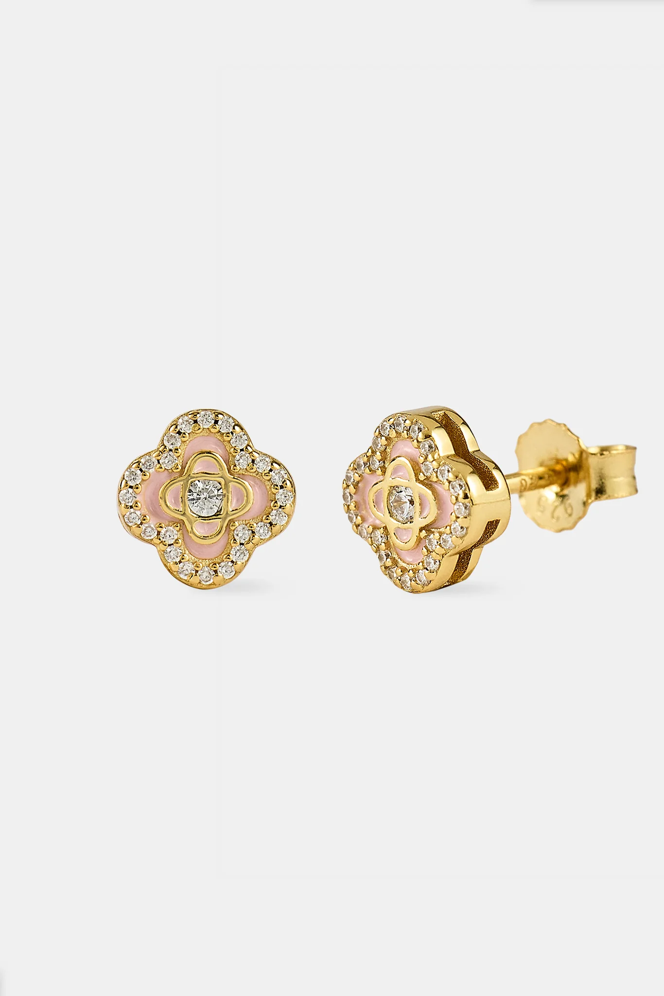 Iced Enamel Stud Earrings - 10mm - Gold - Image 2