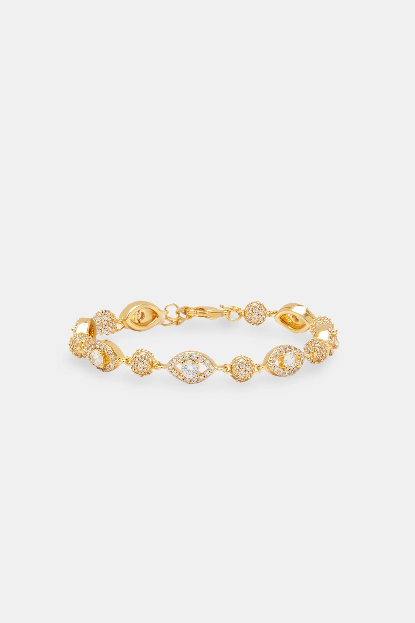 Iced Evil Eye Bracelet - 8mm - Gold - Image 2