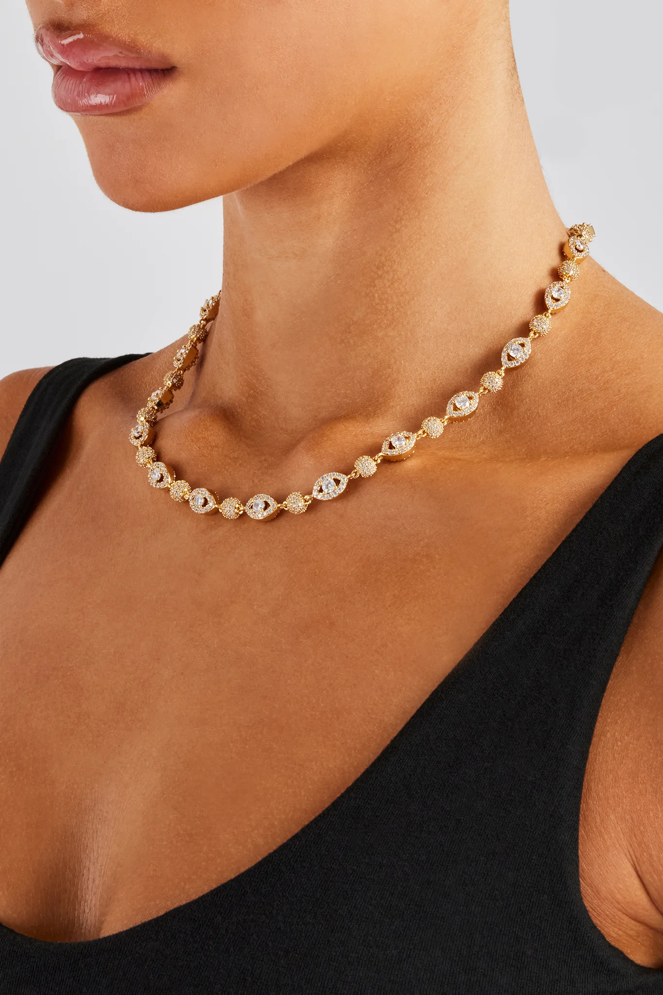 Iced Evil Eye Chain - 8mm - Gold - Image 3
