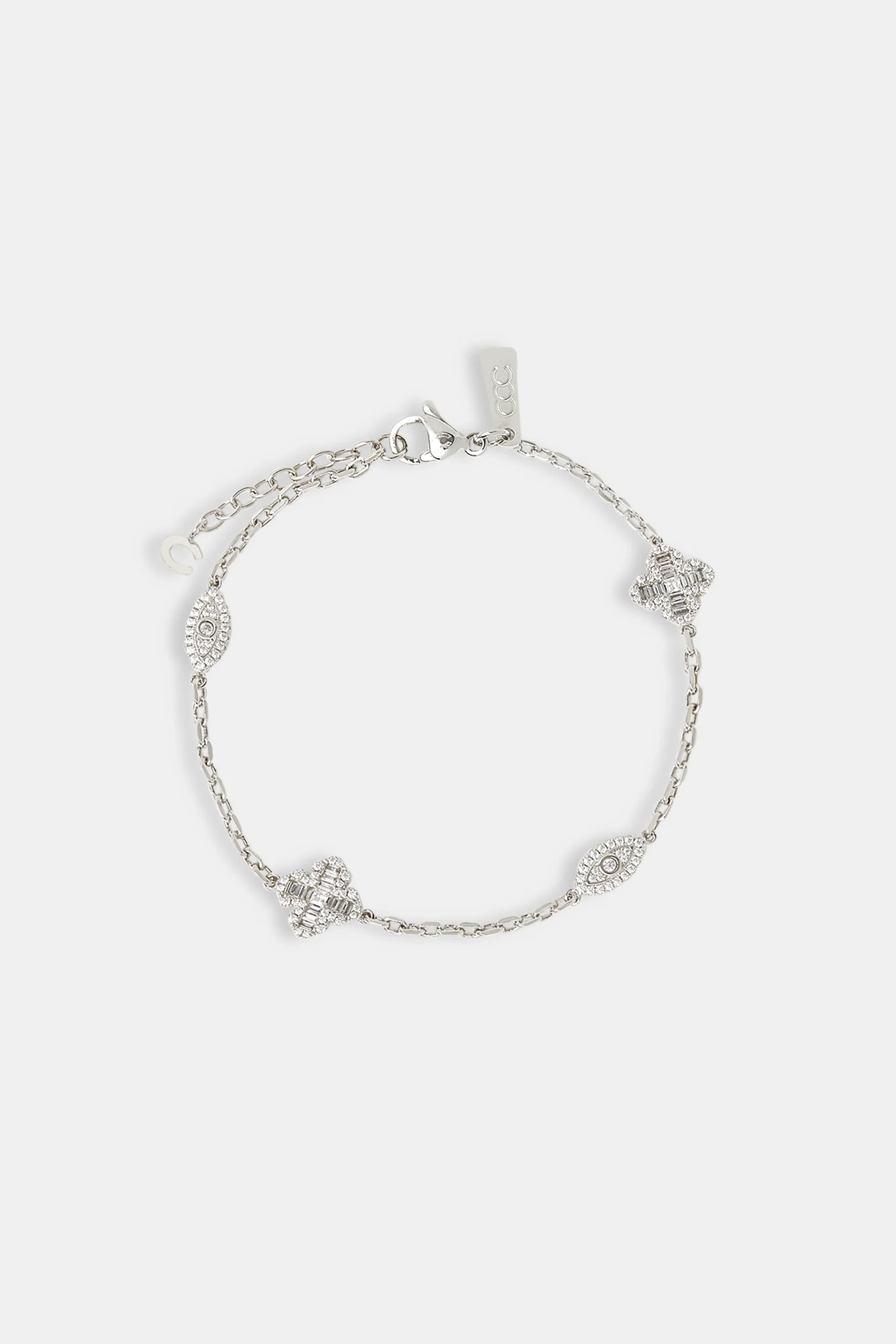 Iced Evil Eye & Cross Rolo Bracelet - 6mm - Image 2