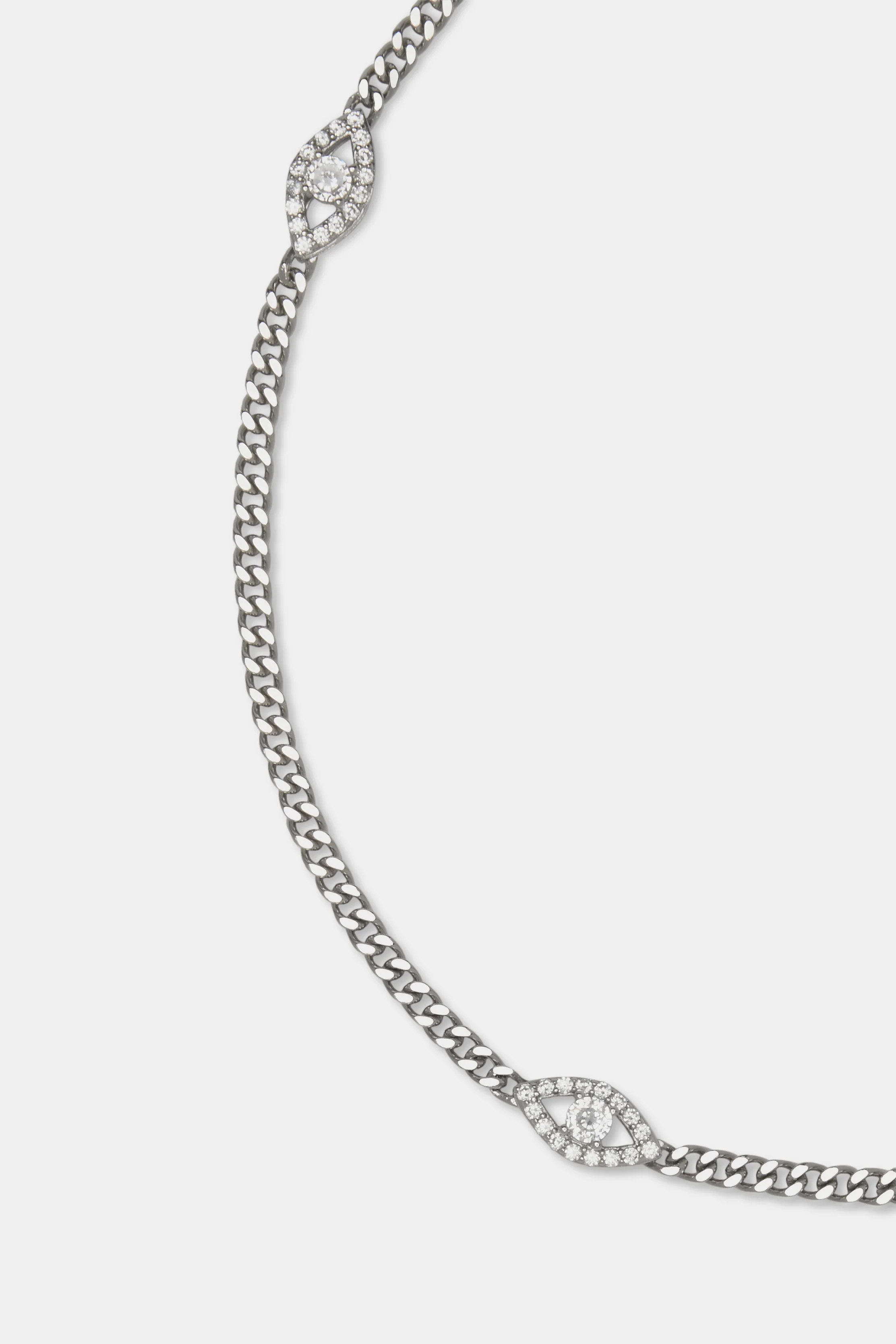 Iced Evil Eye Cuban Belly Chain - White - Image 2