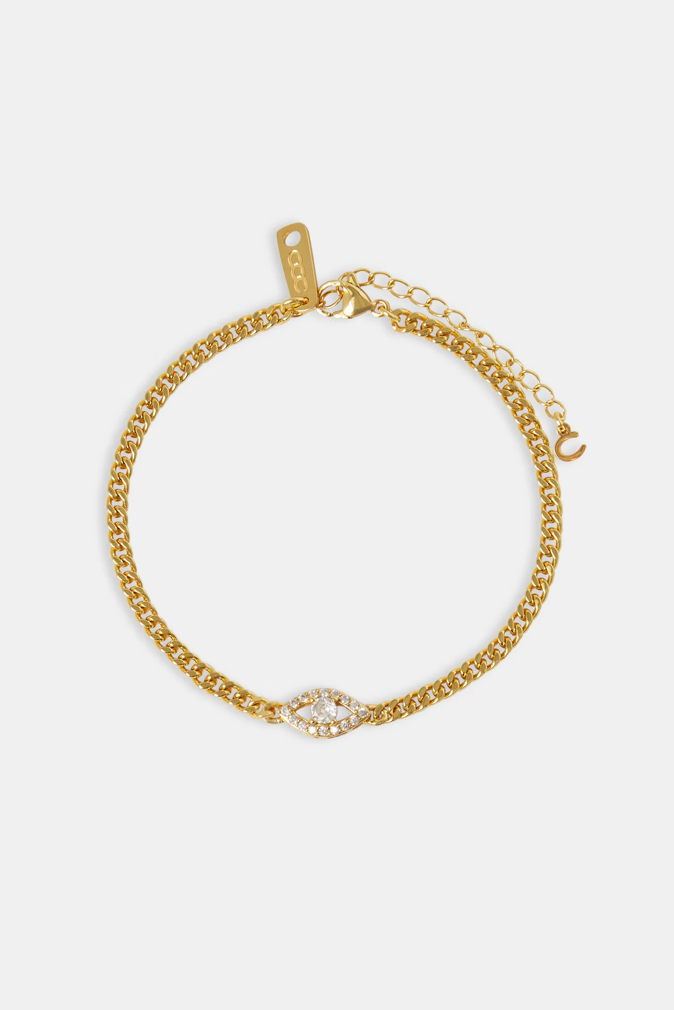Iced Evil Eye Micro Cuban Anklet - 3mm - Gold - Image 2