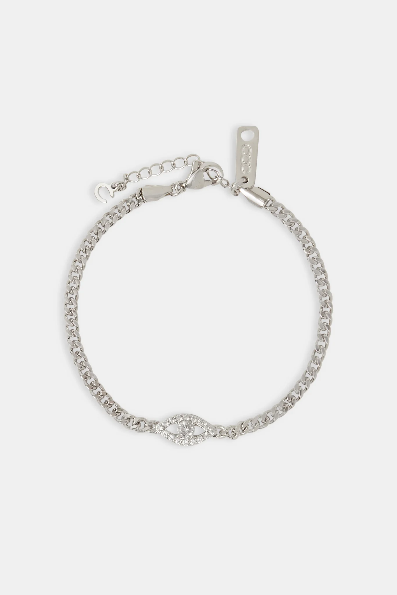 Iced Evil Eye Micro Cuban Bracelet - 3mm - White - Image 2