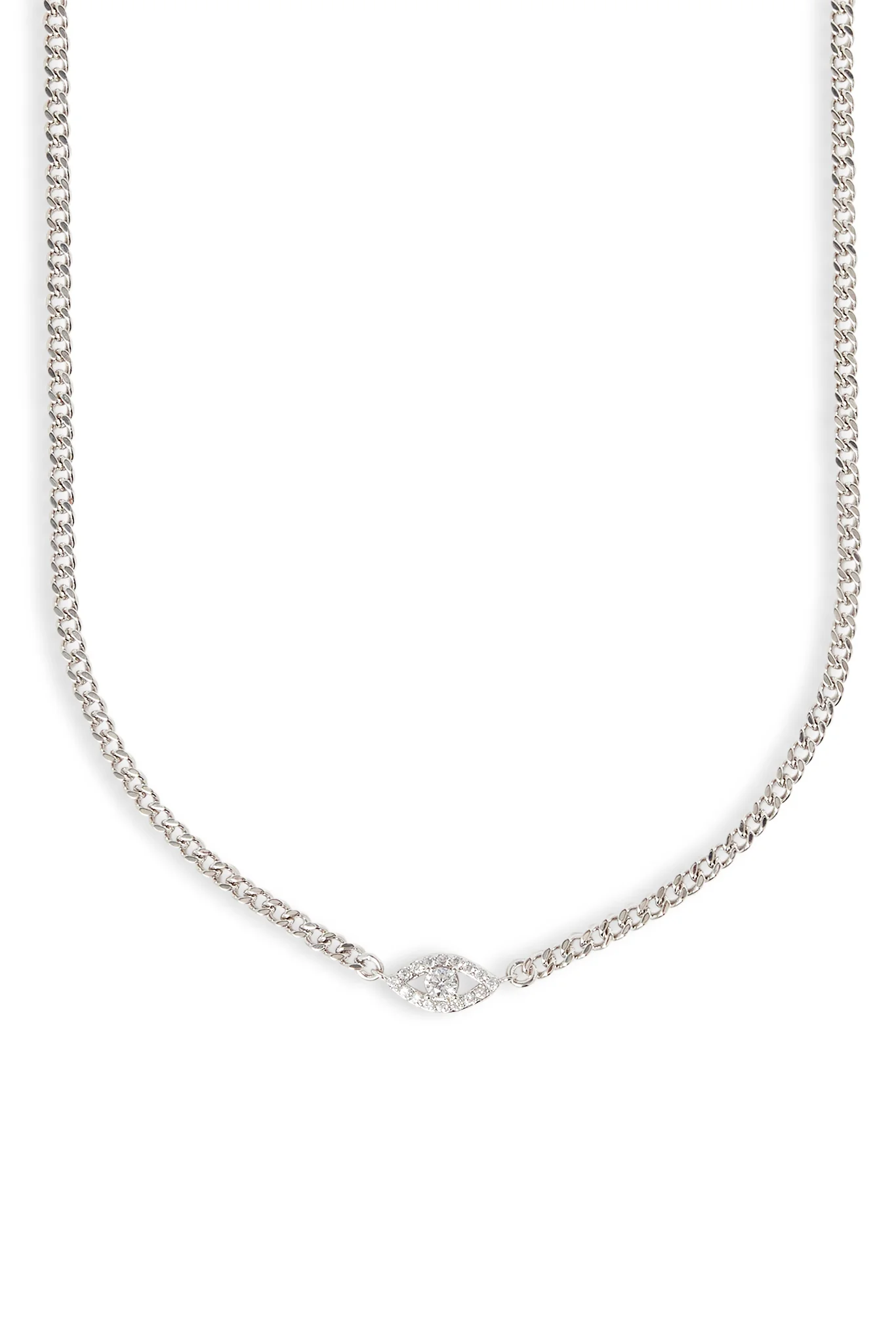 Iced Evil Eye Micro Cuban Necklace - 3mm - White - Image 2