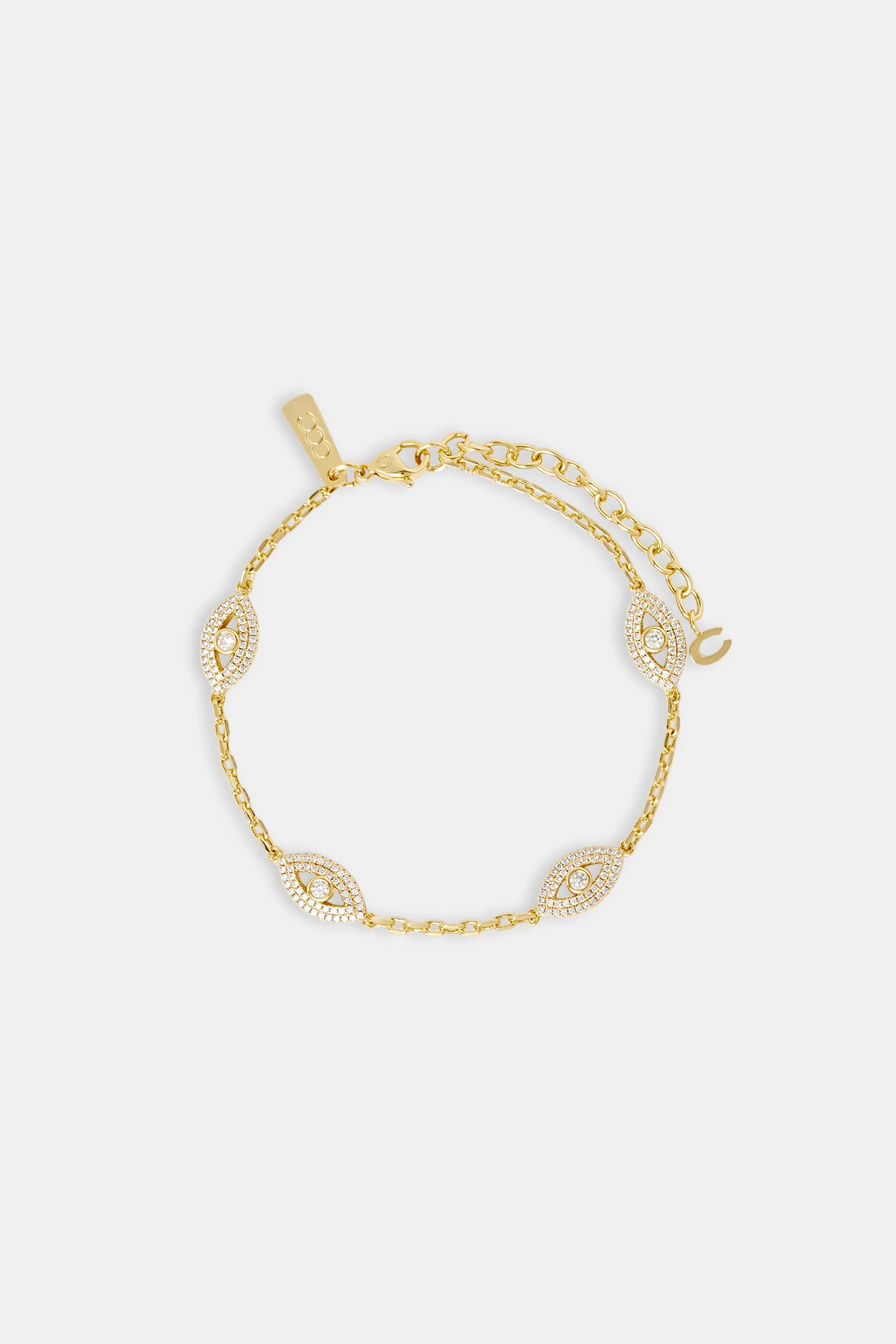 Iced Evil Eye Rolo Anklet - 8mm - Image 2