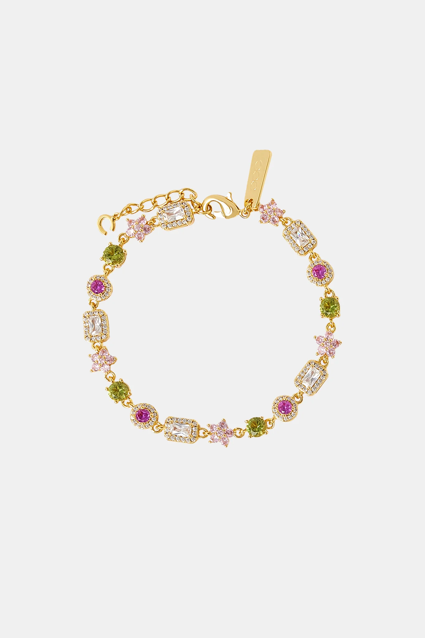 Iced Floral Multi Gemstone Bracelet - 6mm - Image 2