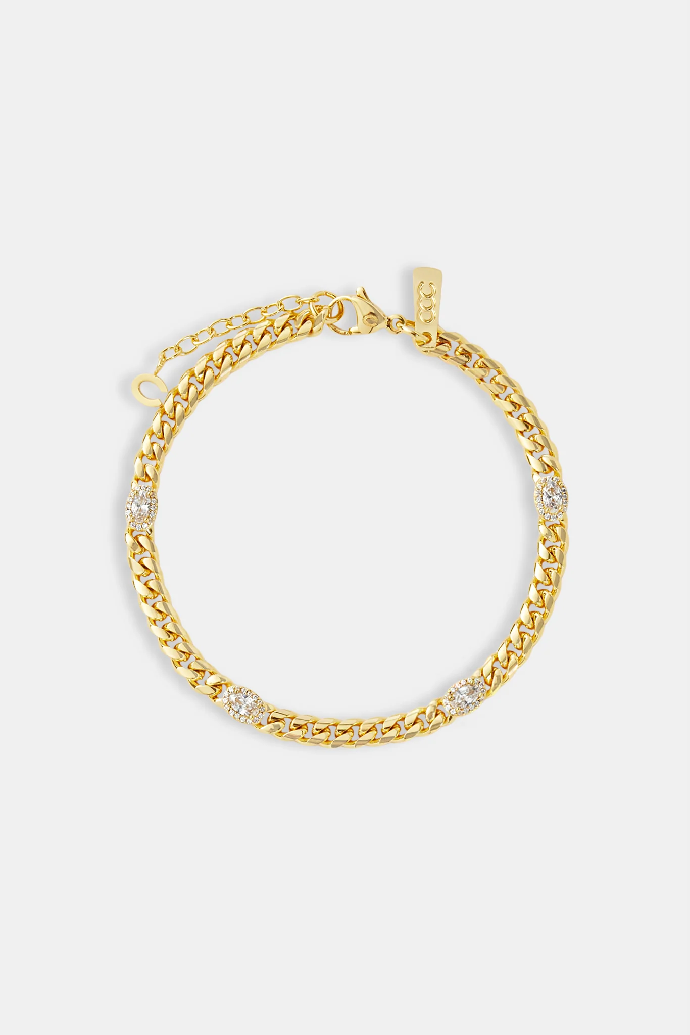 Iced Gemstone Miami Cuban Bracelet - 5mm - Gold - Image 2