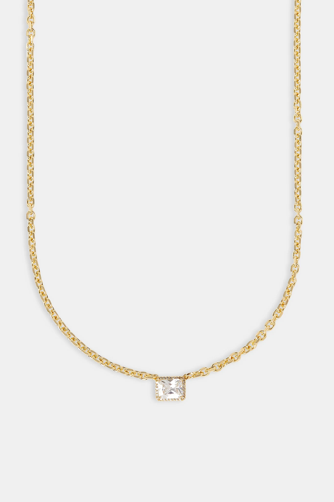 Iced Gemstone Pendant Necklace - 10mm - Gold - Image 2