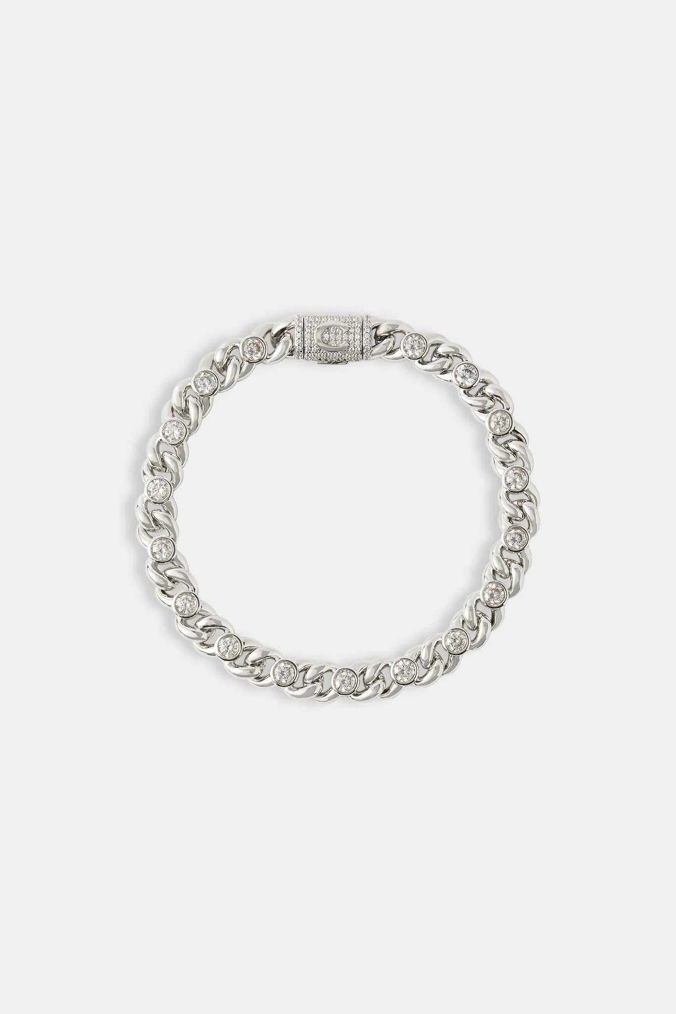 Iced Gemstone Polished Link Bracelet - 8mm - Image 2