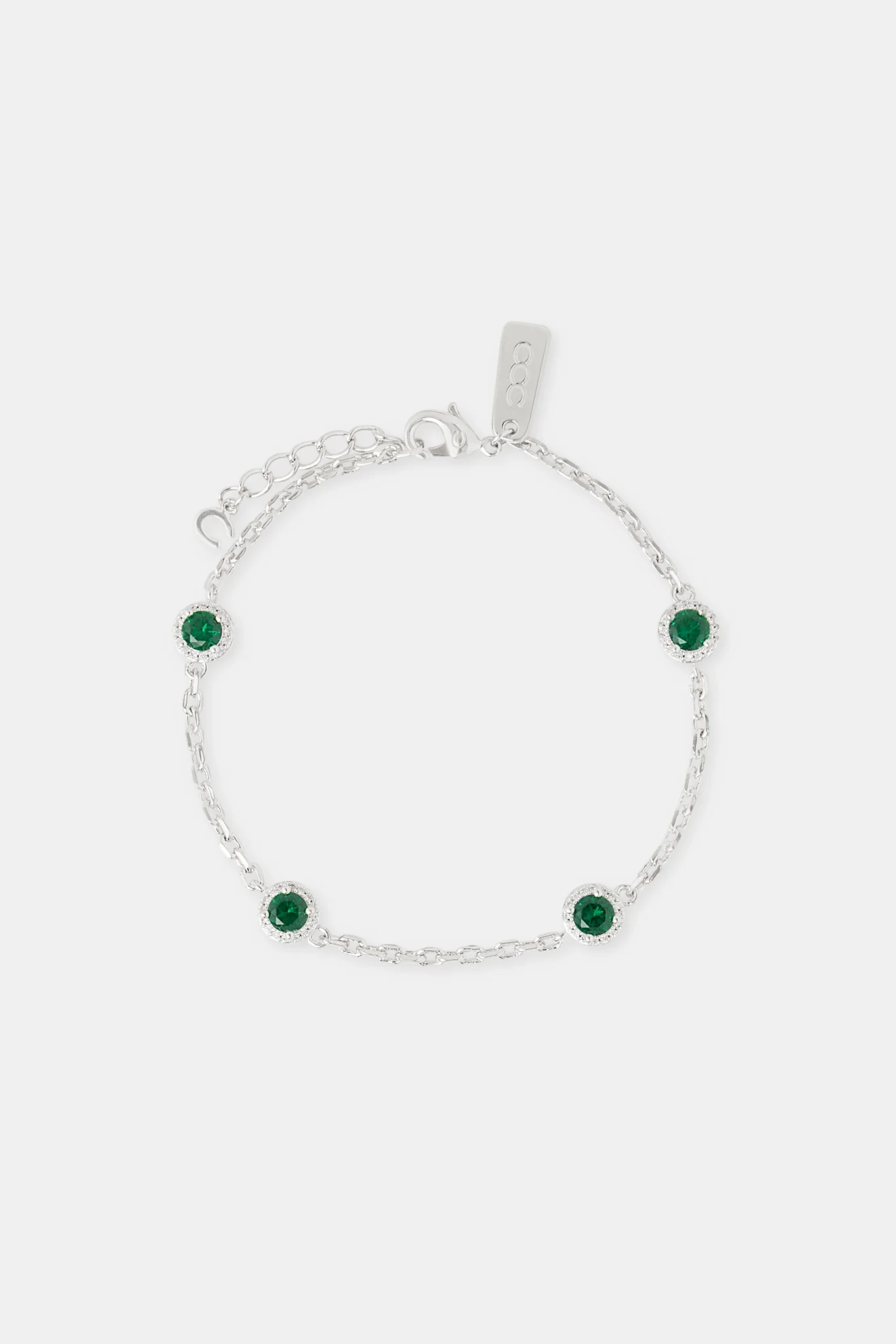 Iced Green Cluster Rolo Bracelet - 8mm - Image 2