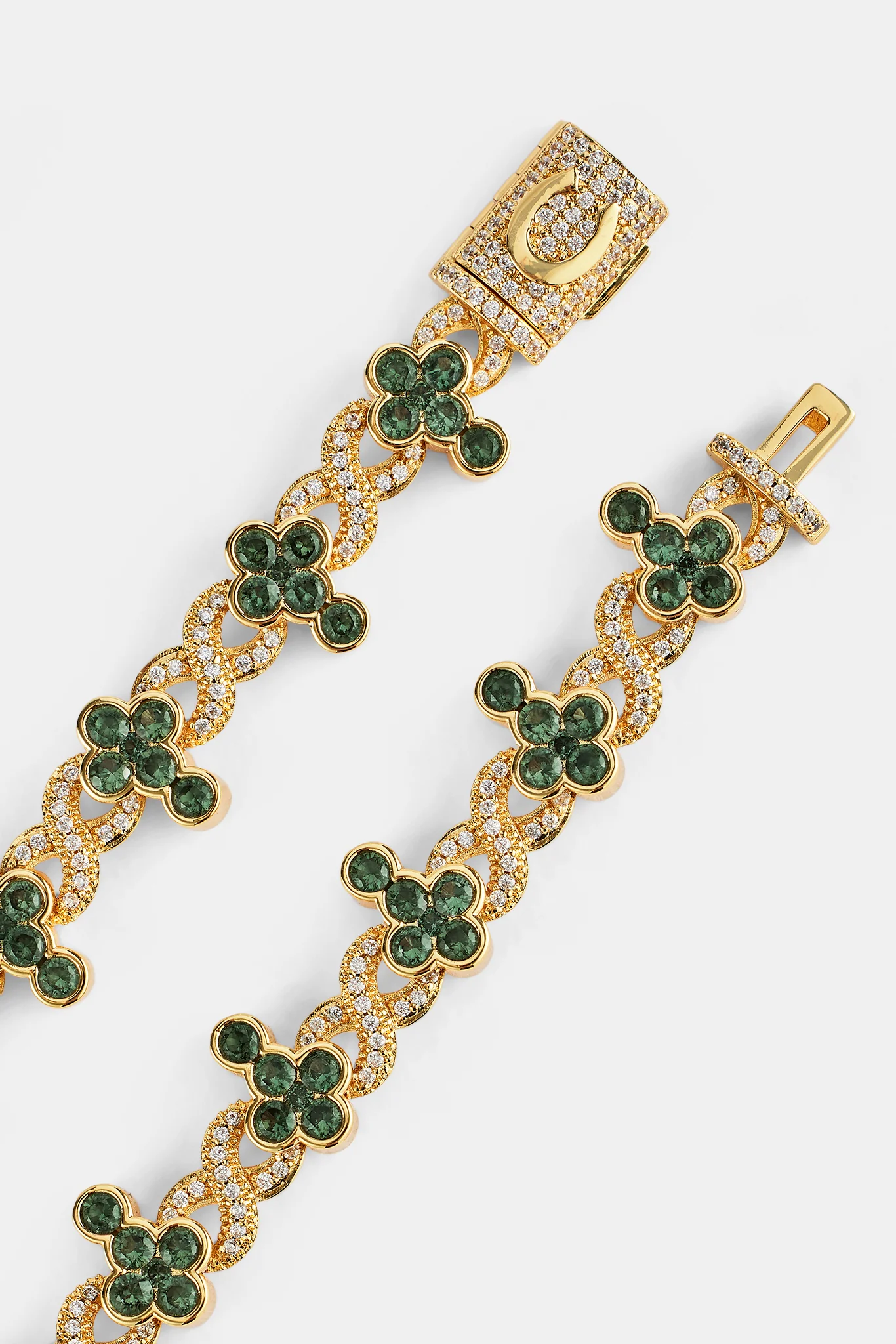 Iced Green Cross Infinity Link Bracelet - 10mm - Image 3