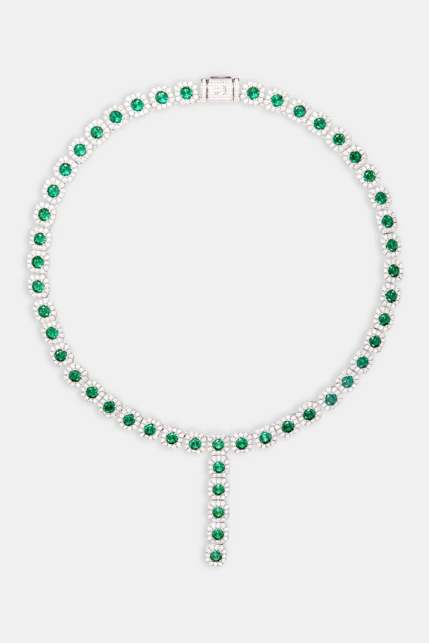 Iced Green CZ Cluster Drop Necklace - Image 4