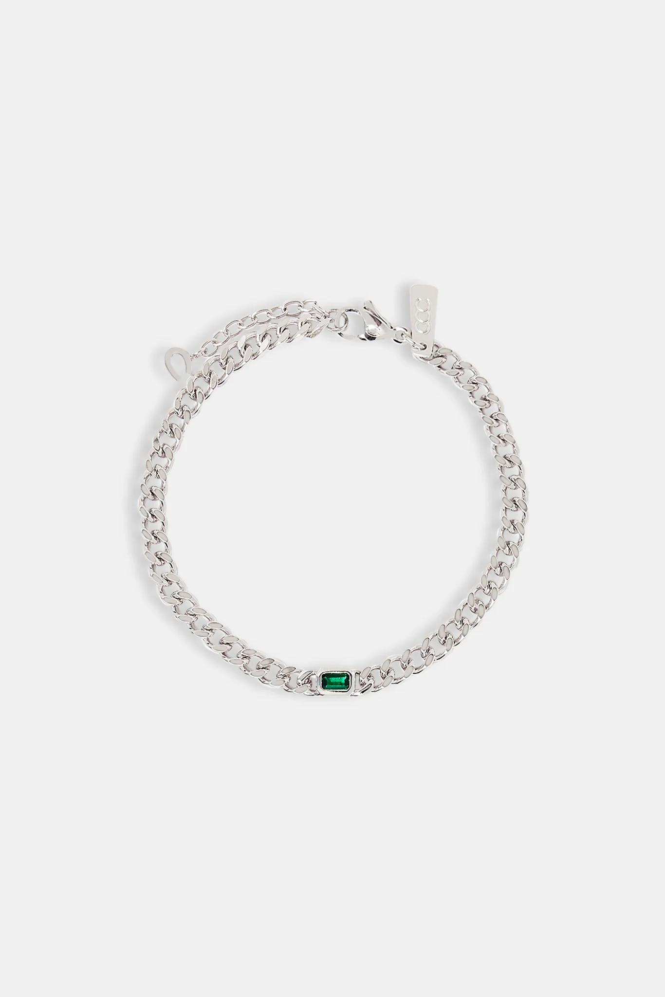 Iced Green Gemstone Cuban Bracelet - 3mm - Image 2