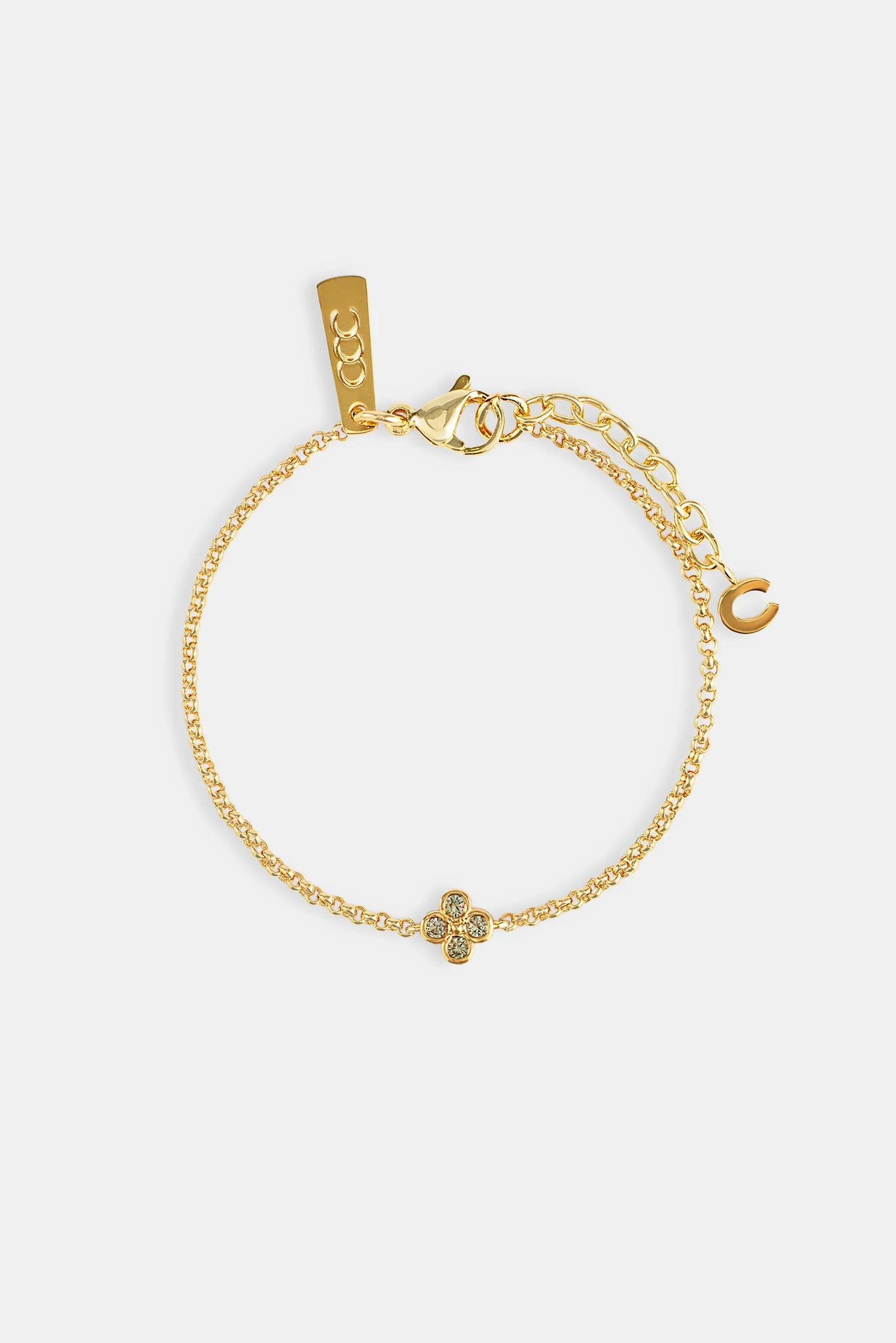 Iced Green Motif Rolo Bracelet - 6mm - Gold - Image 4