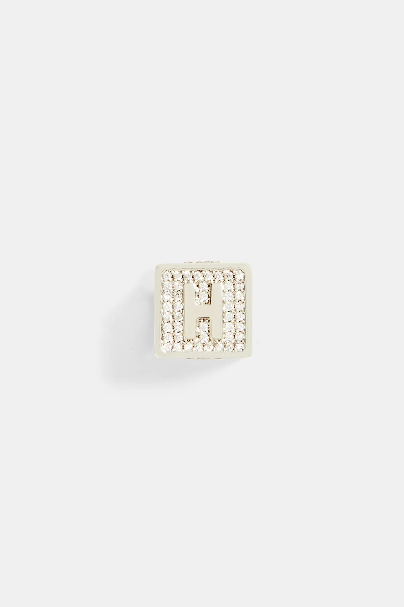 Iced H Letter Block Pendant - Image 2