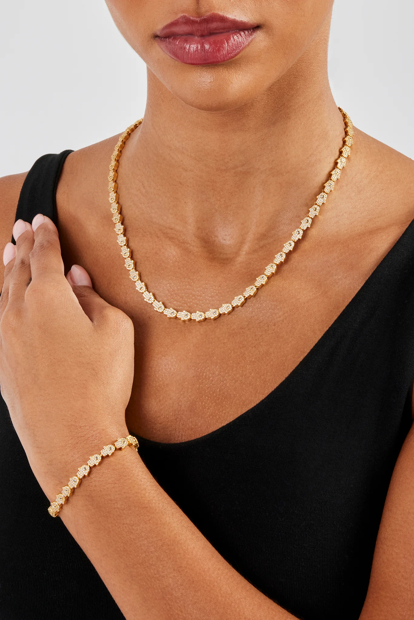 Iced Hamsa Hand Chain & Bracelet - 6mm
