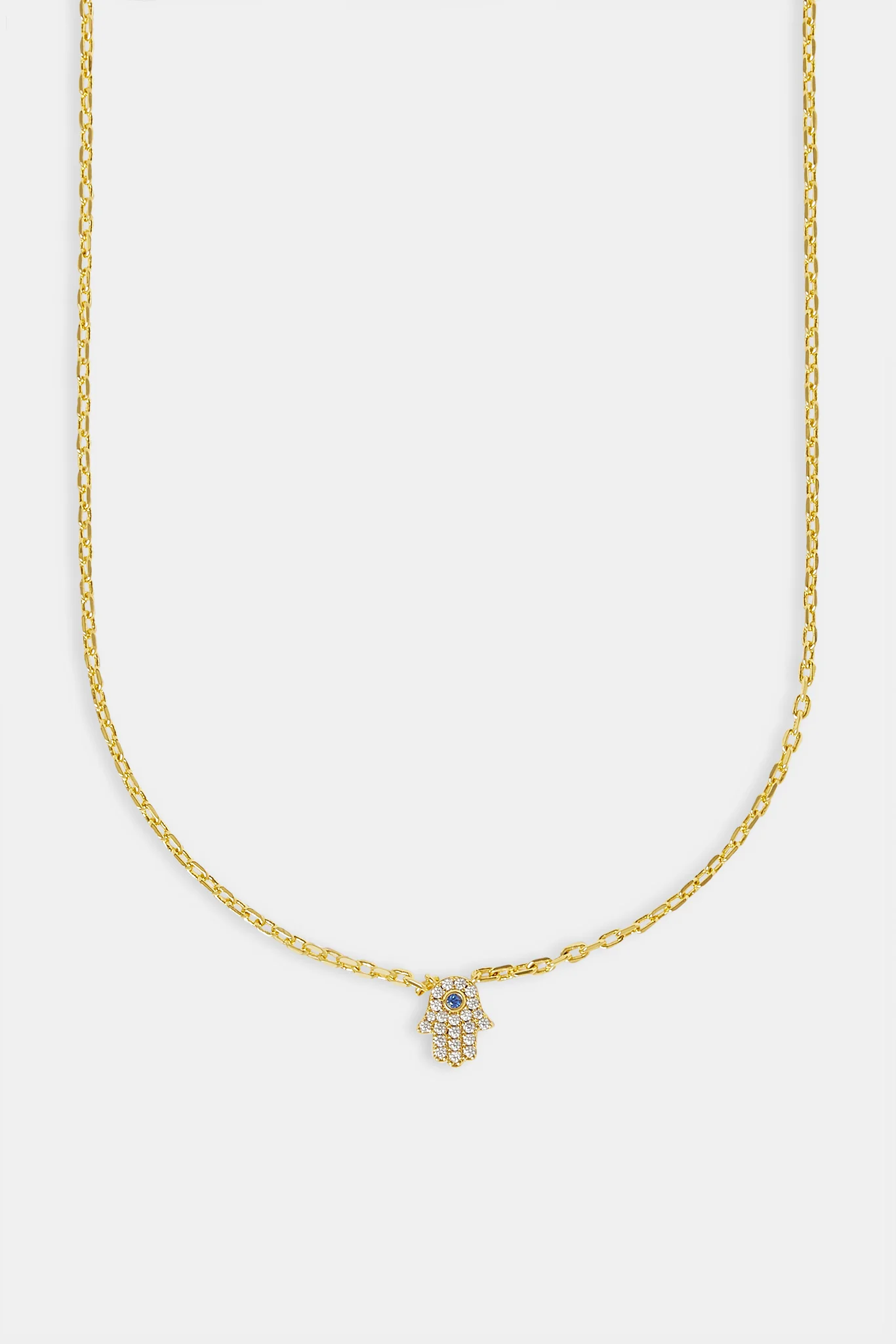 Iced Hamsa Hand Rolo Necklace - 8mm - Image 2
