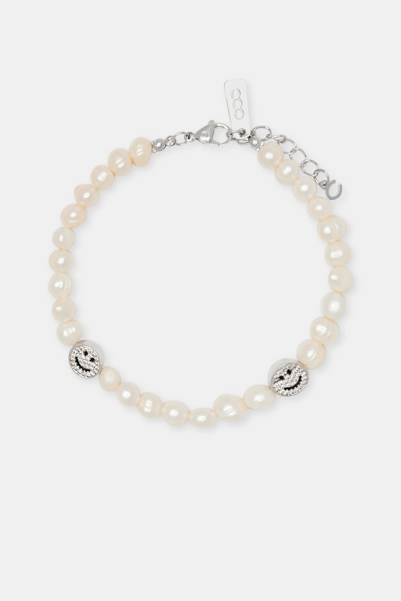 Iced Happy Face Pearl Bracelet - 6mm - Image 2