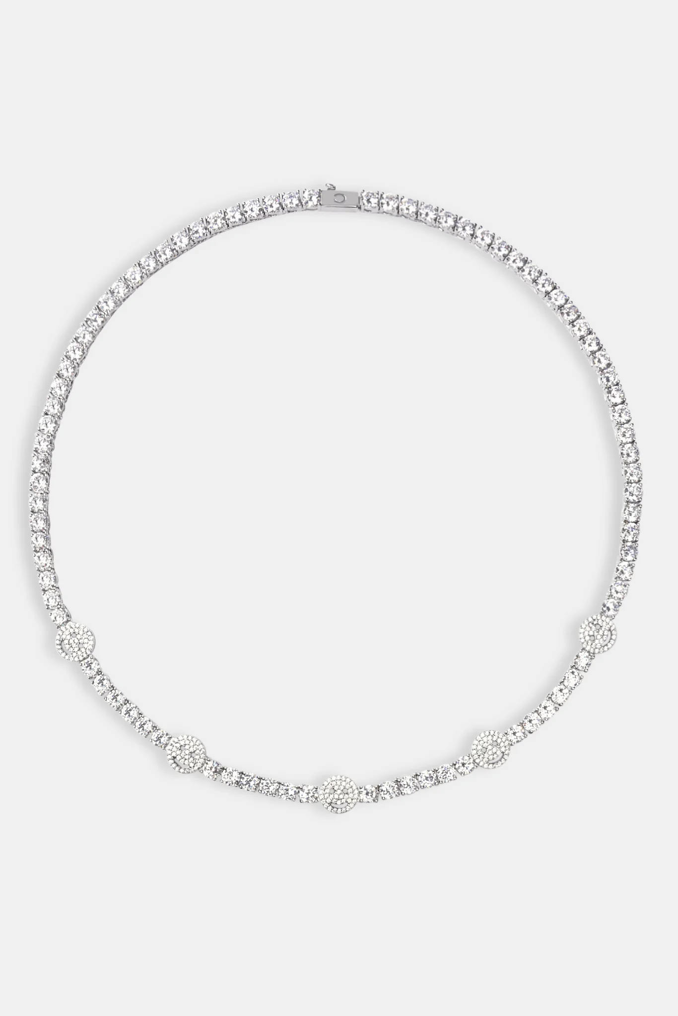 Iced Happy Face Tennis Chain - White 5mm - Image 2
