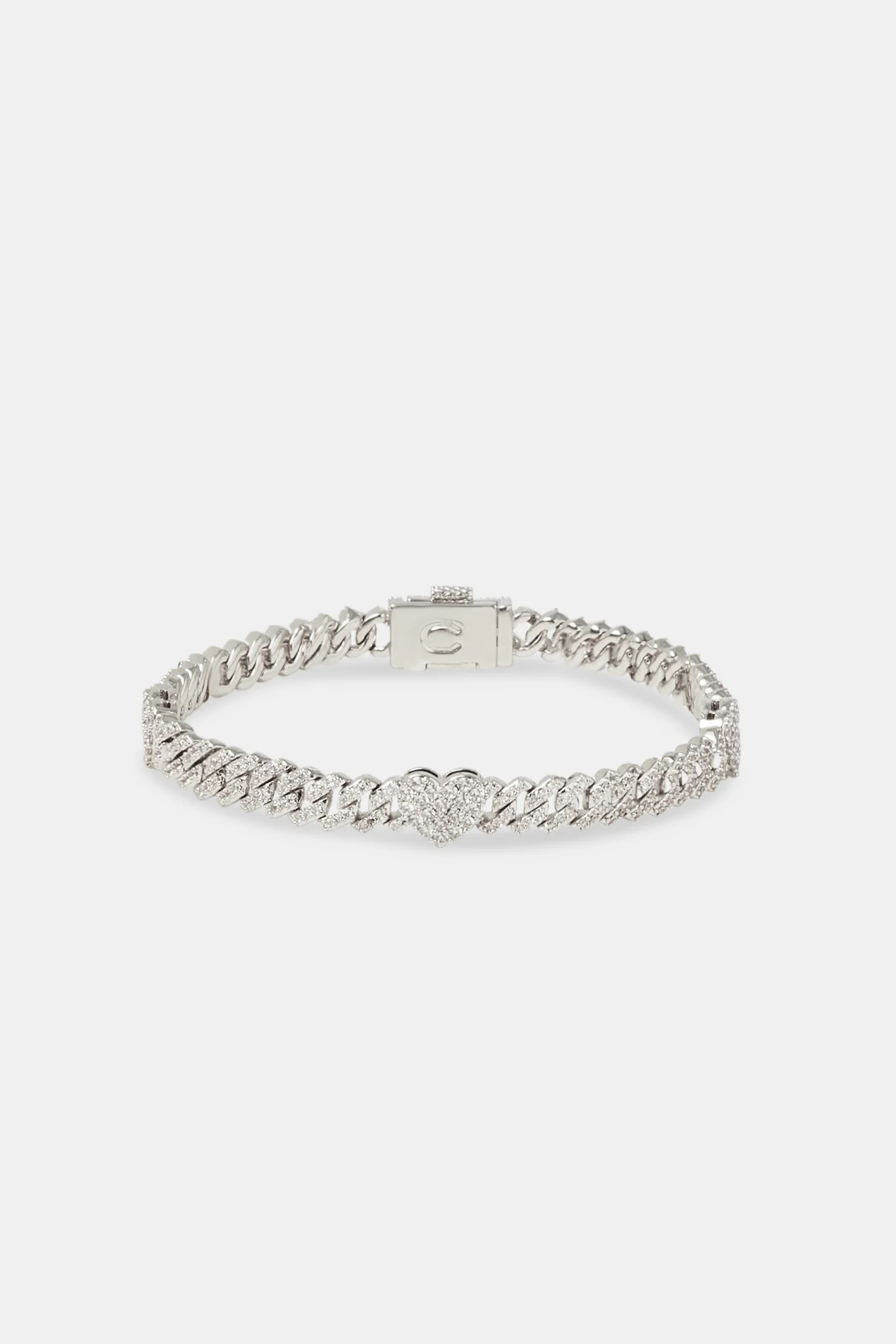 Iced Heart Cuban Bracelet - 5mm - Image 2