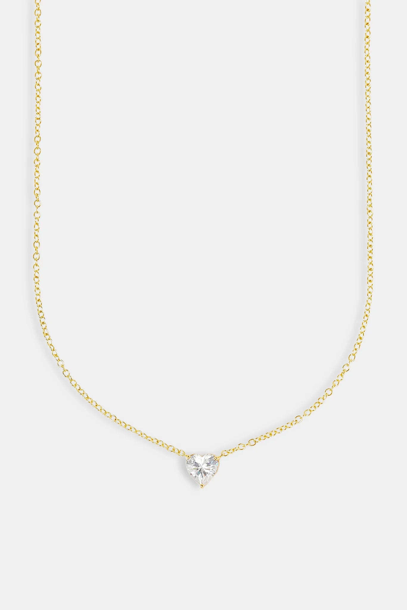 Iced Heart CZ Stone Necklace - 10mm - Gold - Image 2