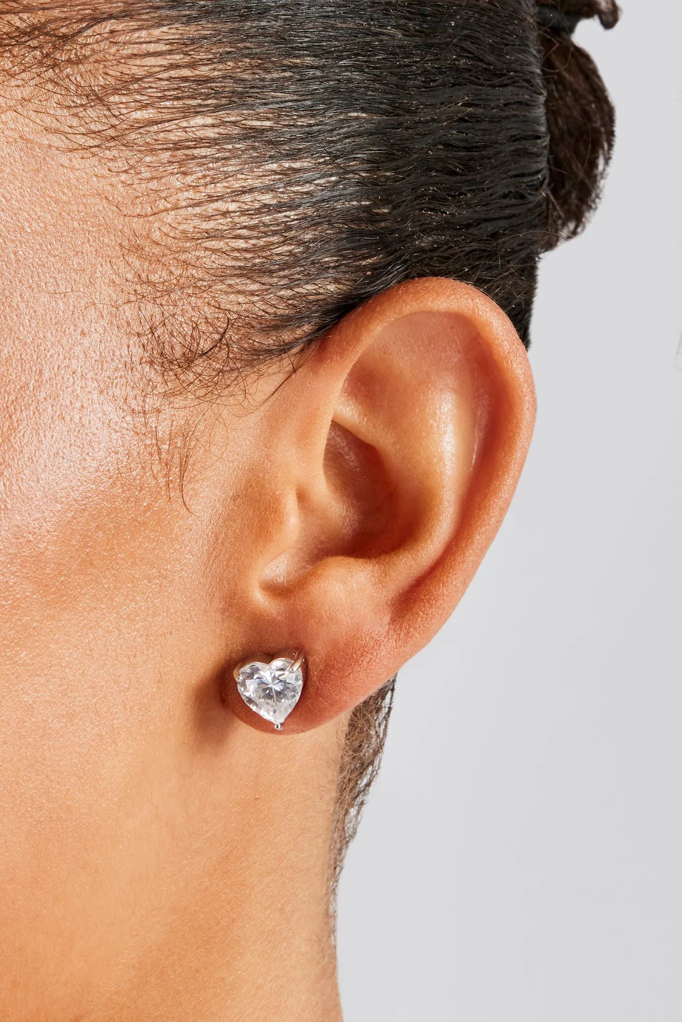 Iced Heart CZ Stud Earrings - 10mm - Image 2
