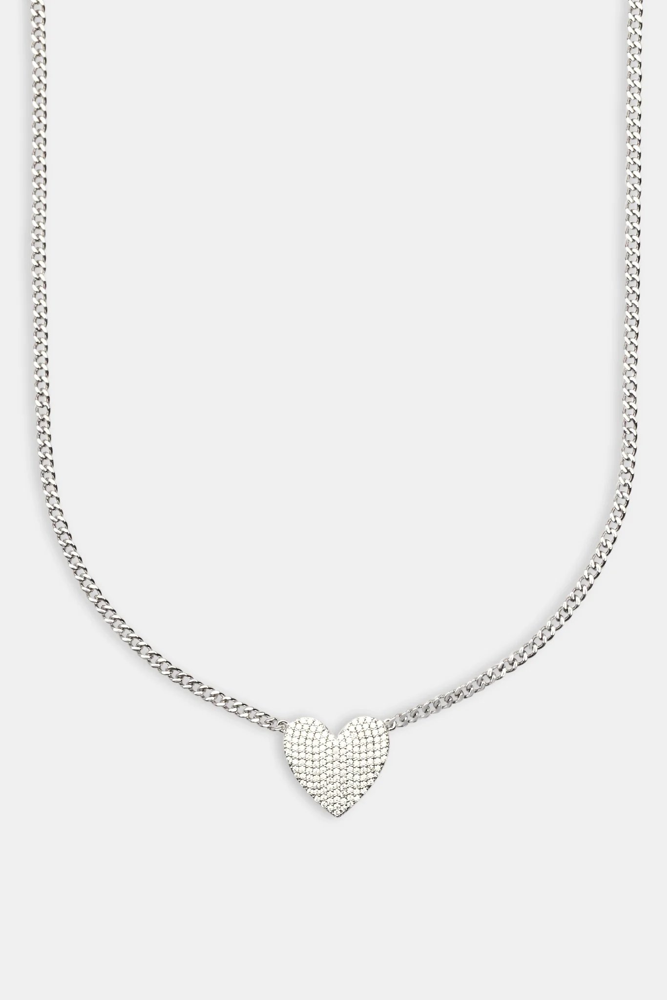 Iced Heart Necklace - White - 20mm - Image 2