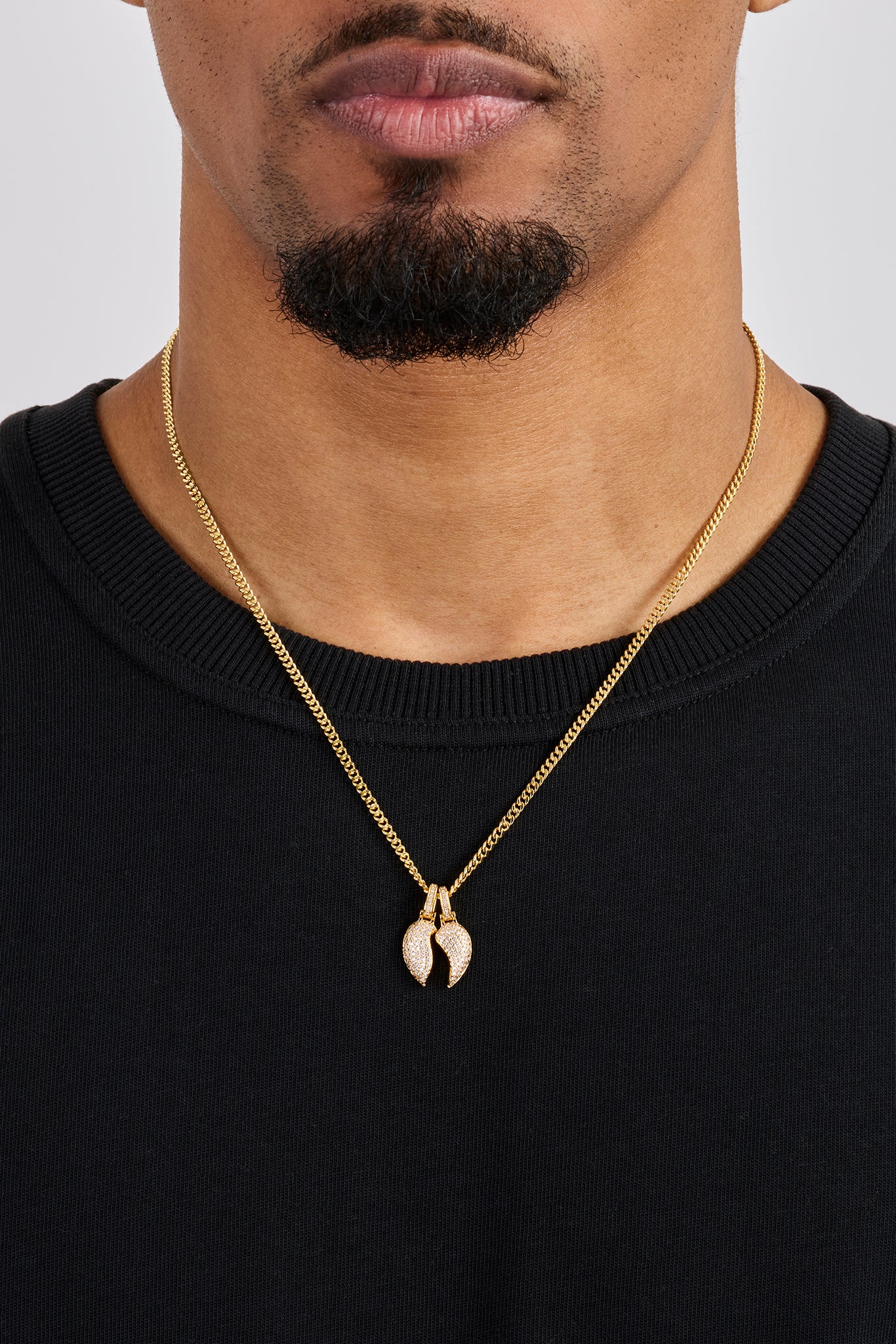 Iced Heartbreak Pendant Necklace - 15mm - Gold - Image 3