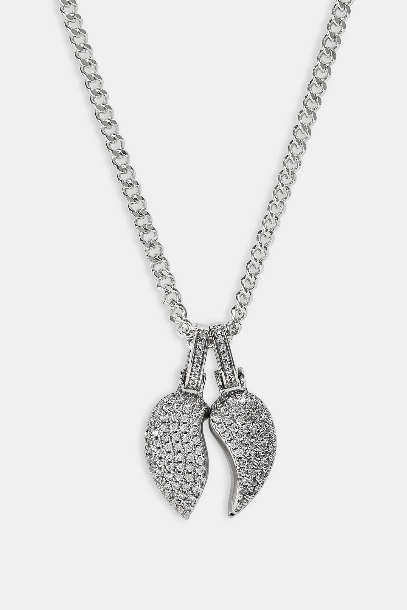 Iced Heartbreak Pendant Necklace - 15mm - White - Image 3