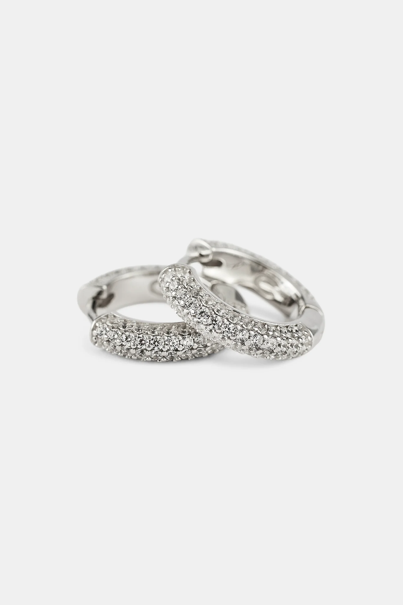 Iced Hoop Earrings - 15mm - White - Image 3
