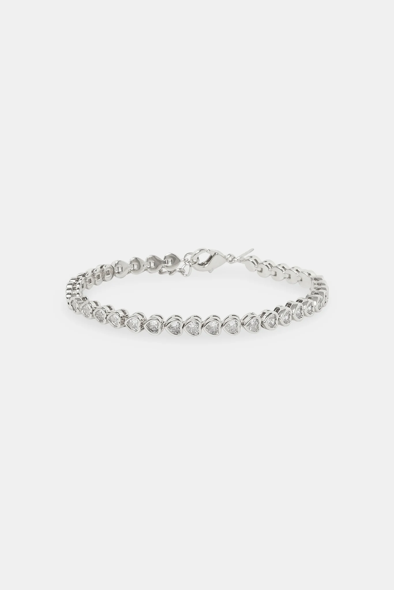 Iced Horizontal Heart Tennis Bracelet - 3mm - Image 2