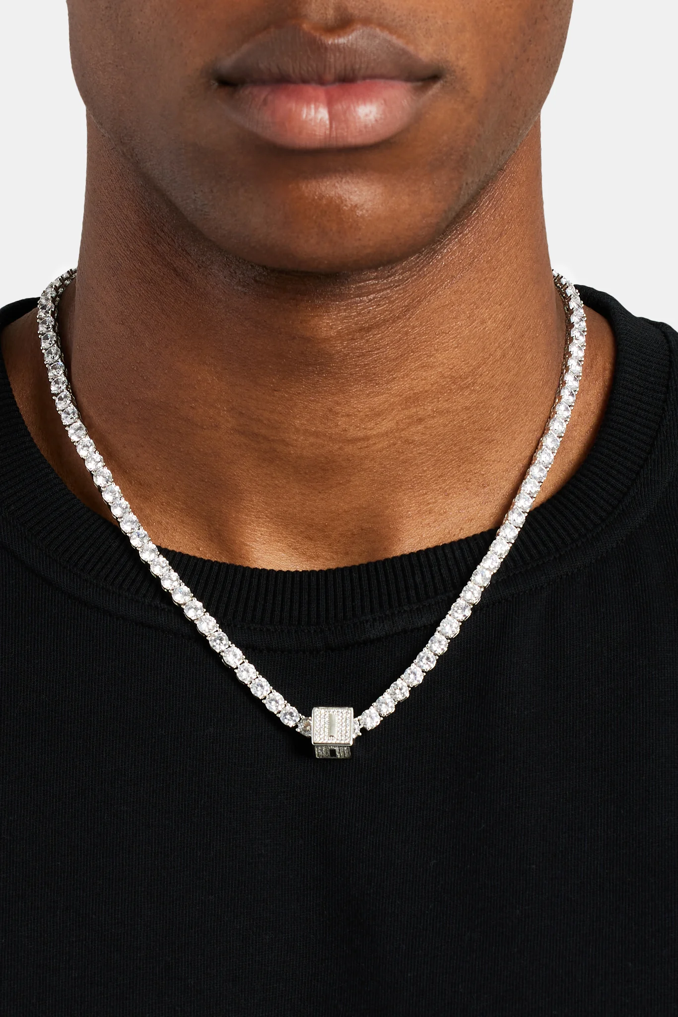 Iced I Letter Block Pendant - Image 4