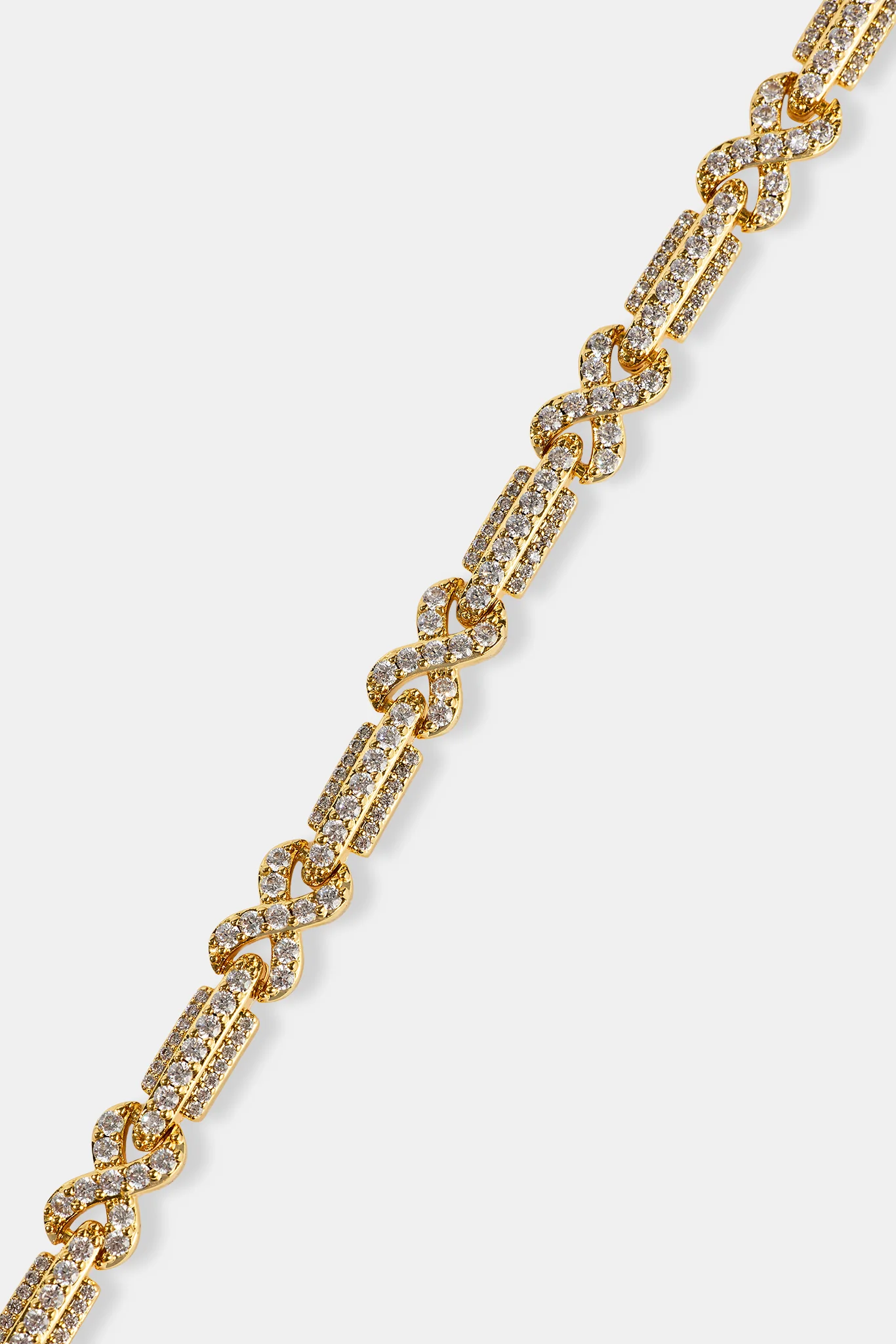 Iced Infinity Rectangle Link Bracelet - 6mm - Gold - Image 3